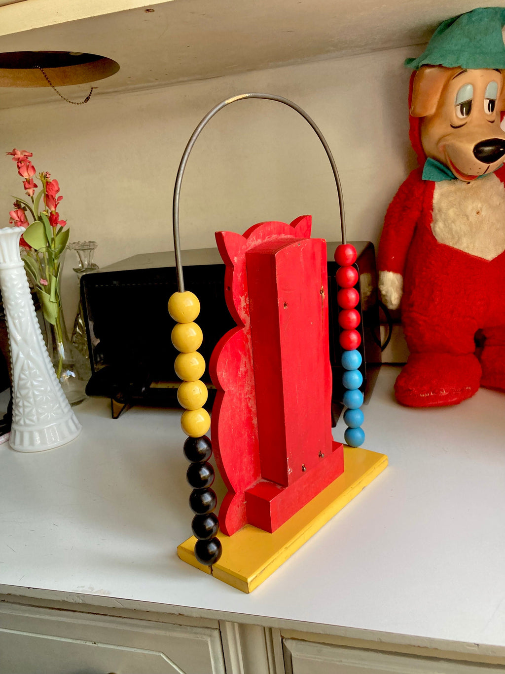 Vintage Brio Wooden Cat Abacus Clock - Swedish Toy
