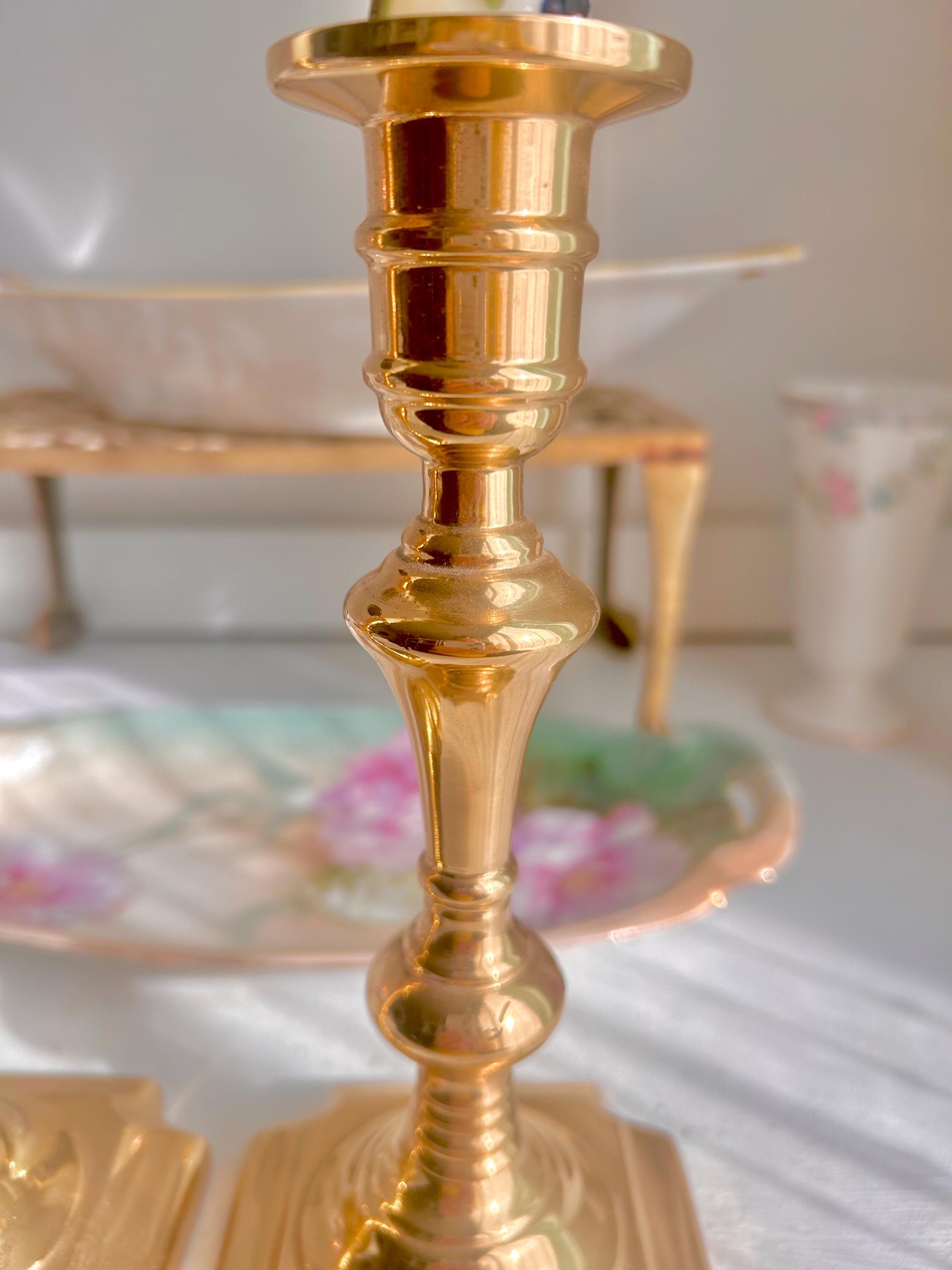 Vintage Solid Brass Candlestick Pair: Classical Taper Candle Holders