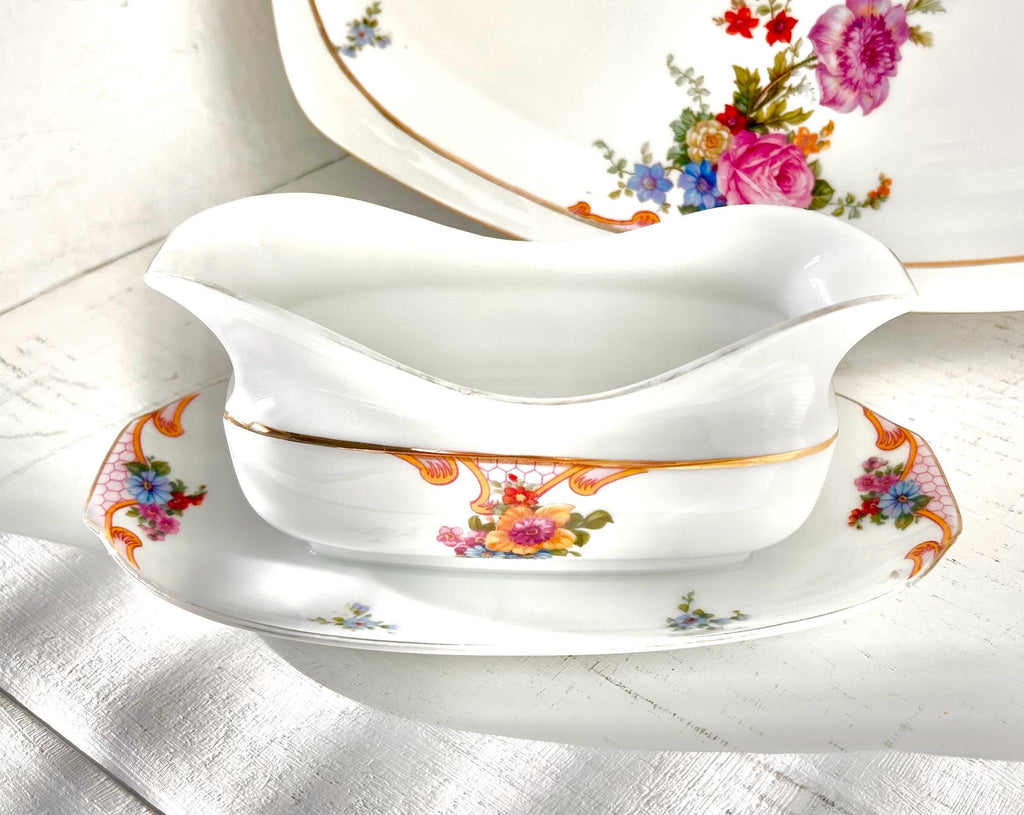 Vintage EPIAG Czechoslovakia Fine China Transferware - 4 Piece Serving Set - Bridal Rose Pattern
