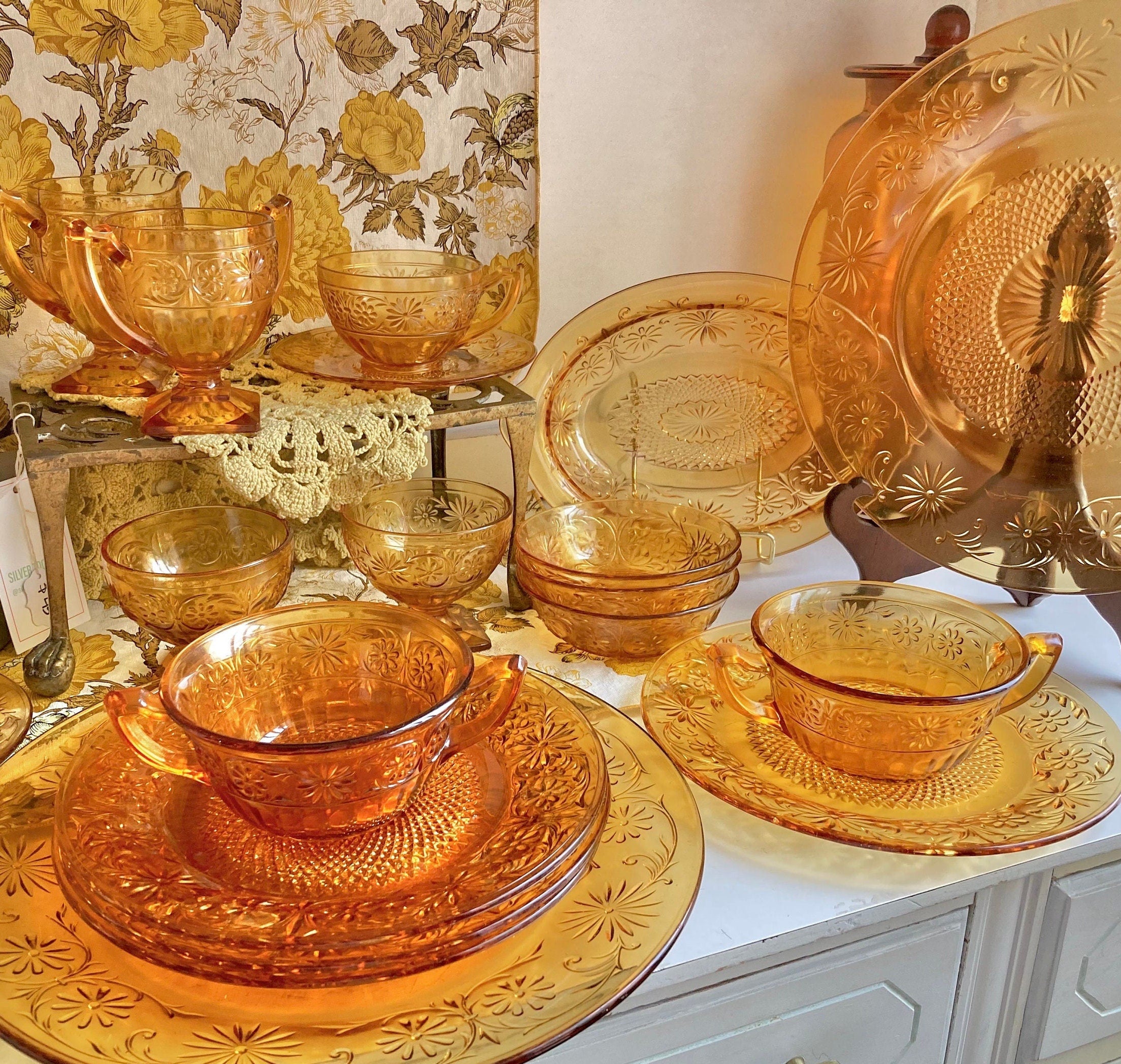Vintage Indiana Glass Co. Daisy Amber Dishes - Choose from various options