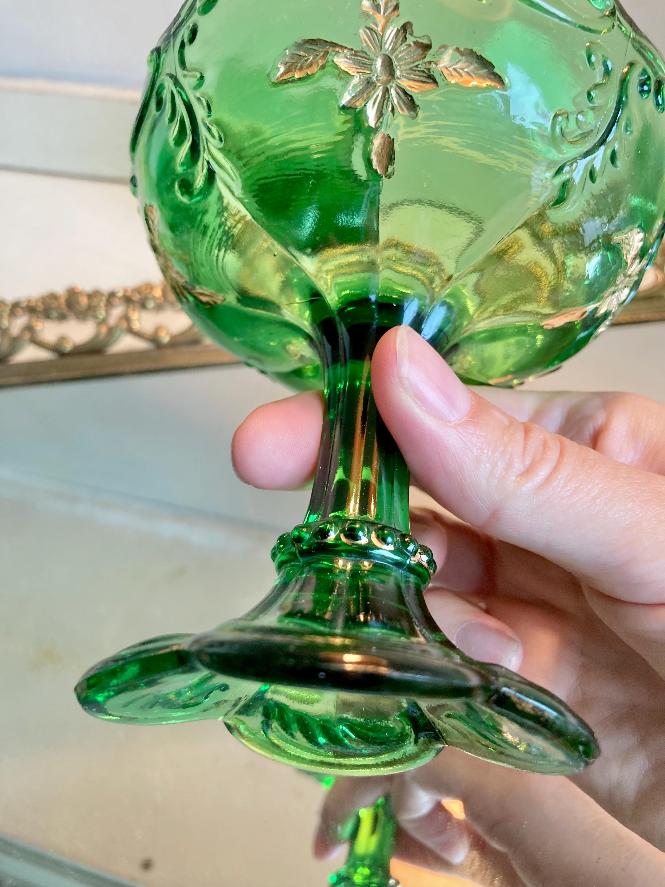 Antique EAPG Emerald and Gold Trim Glassware: Choose from 4