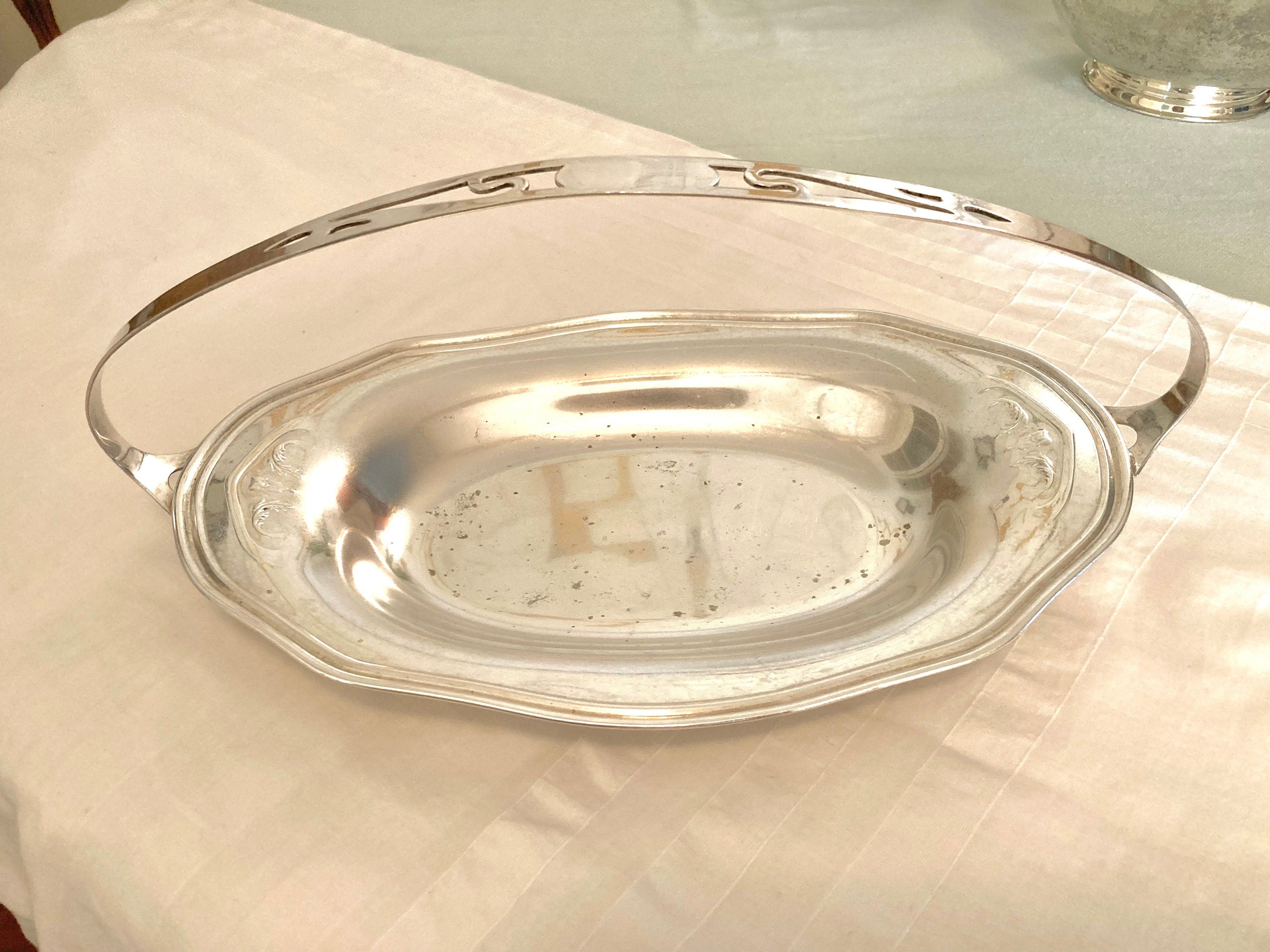 Vintage Silverplate - 13" Tray with Basket Handle, by MB Inc.