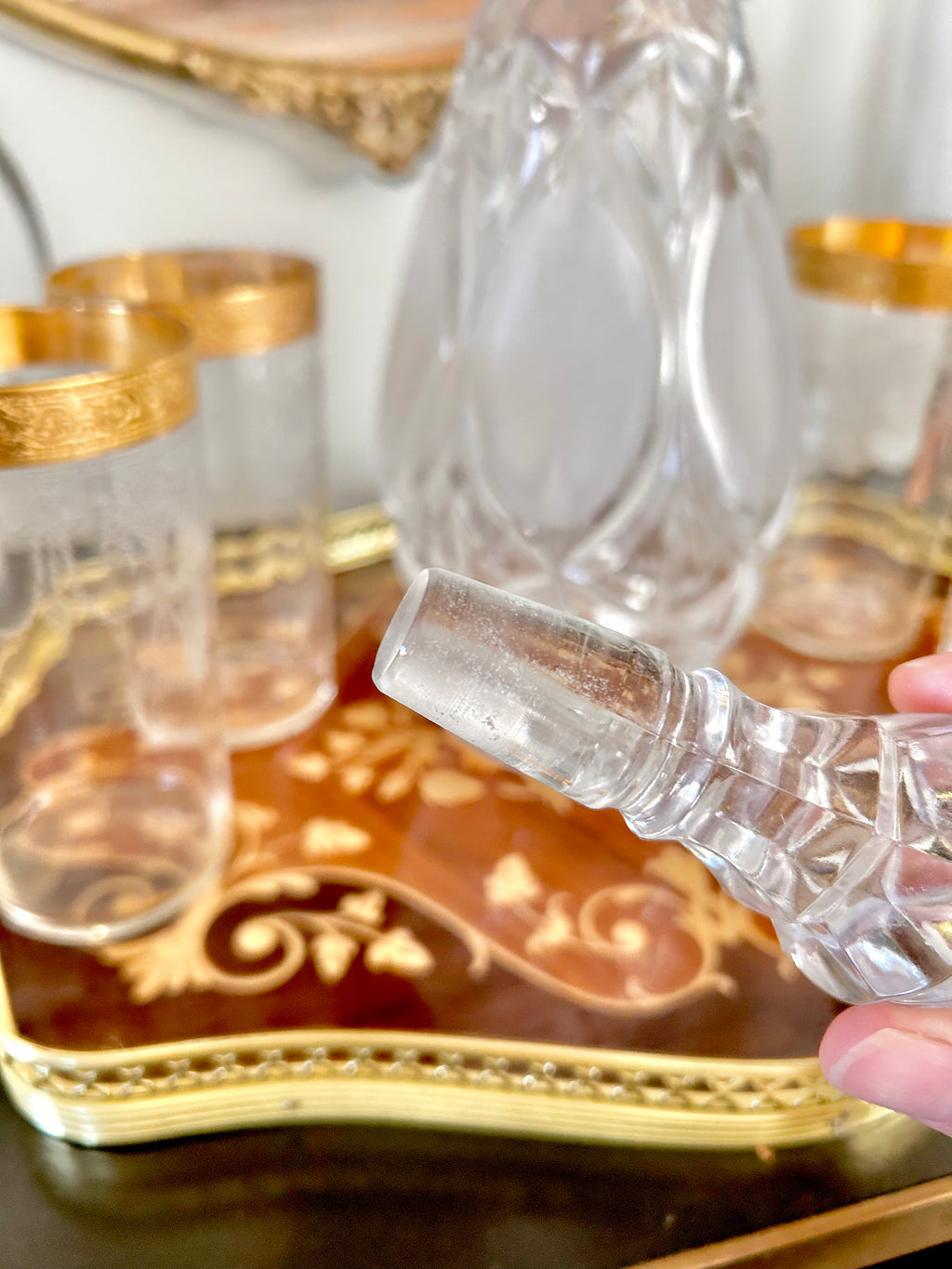 Vintage Cut Crystal Glass Decanter
