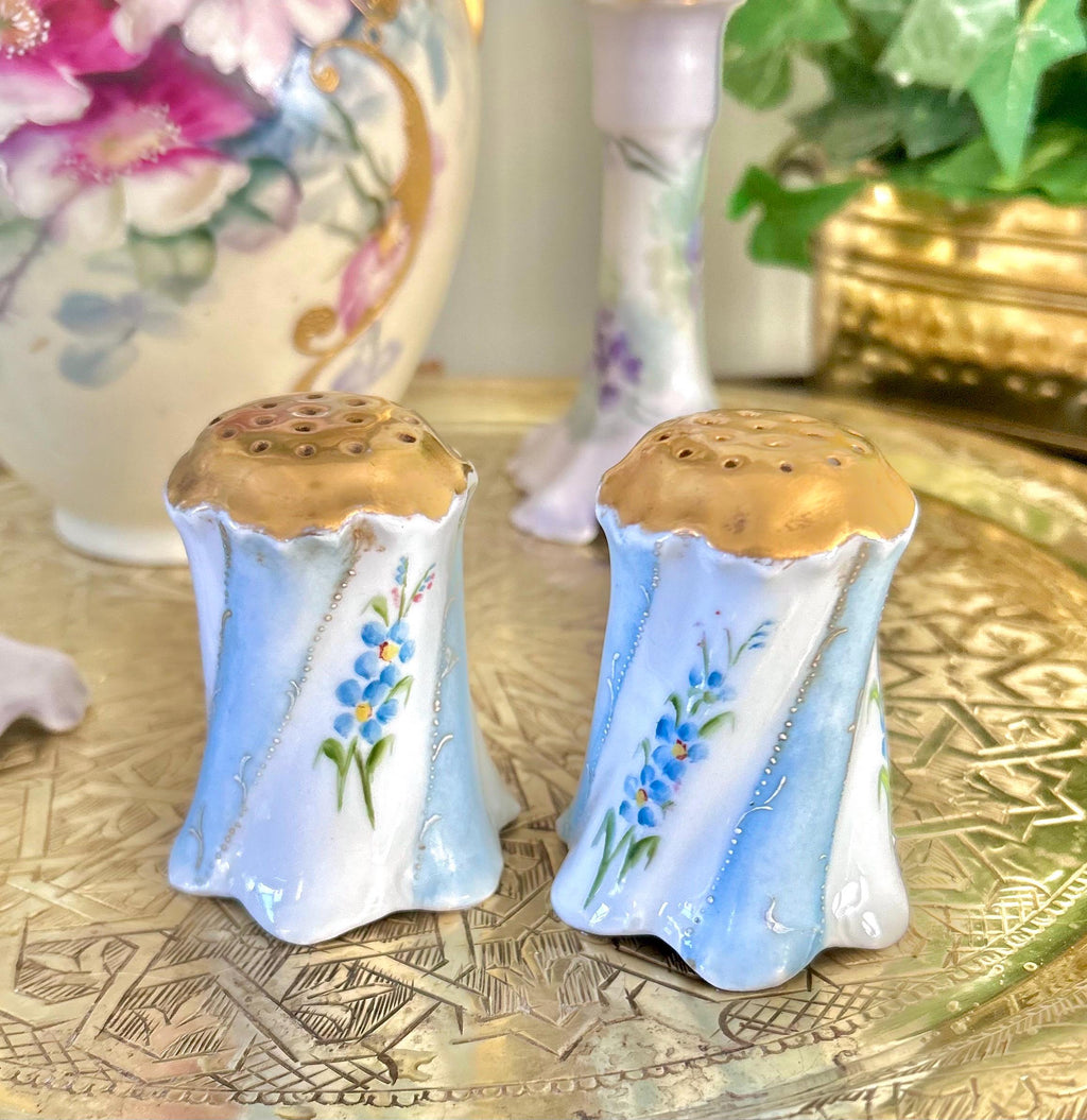 Antique Porcelain Hand-Painted Floral Salt Pepper Shakers - Choose from various pairs