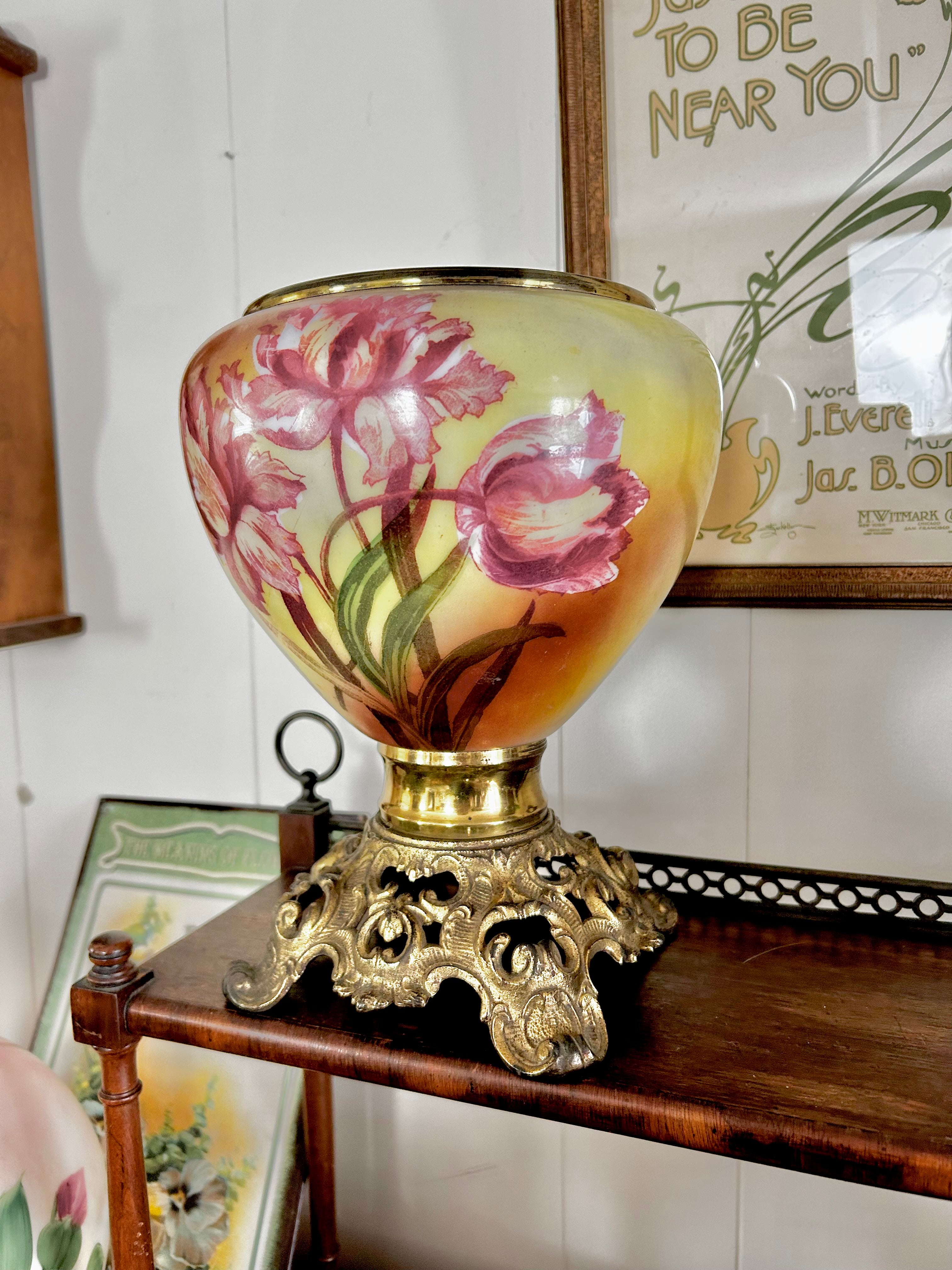 Vintage Glass Hurricane Lamp Base