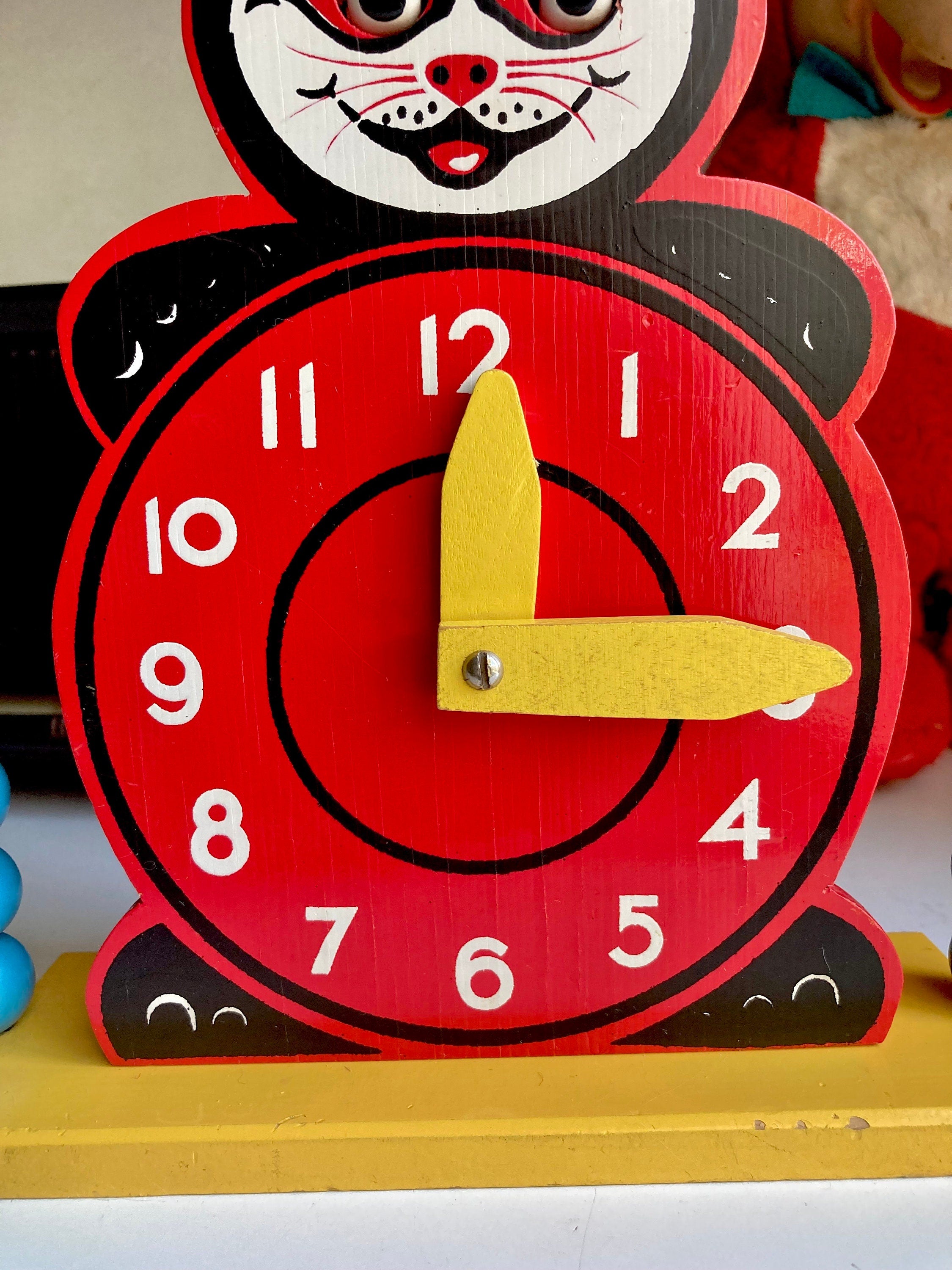 Vintage Brio Wooden Cat Abacus Clock - Swedish Toy
