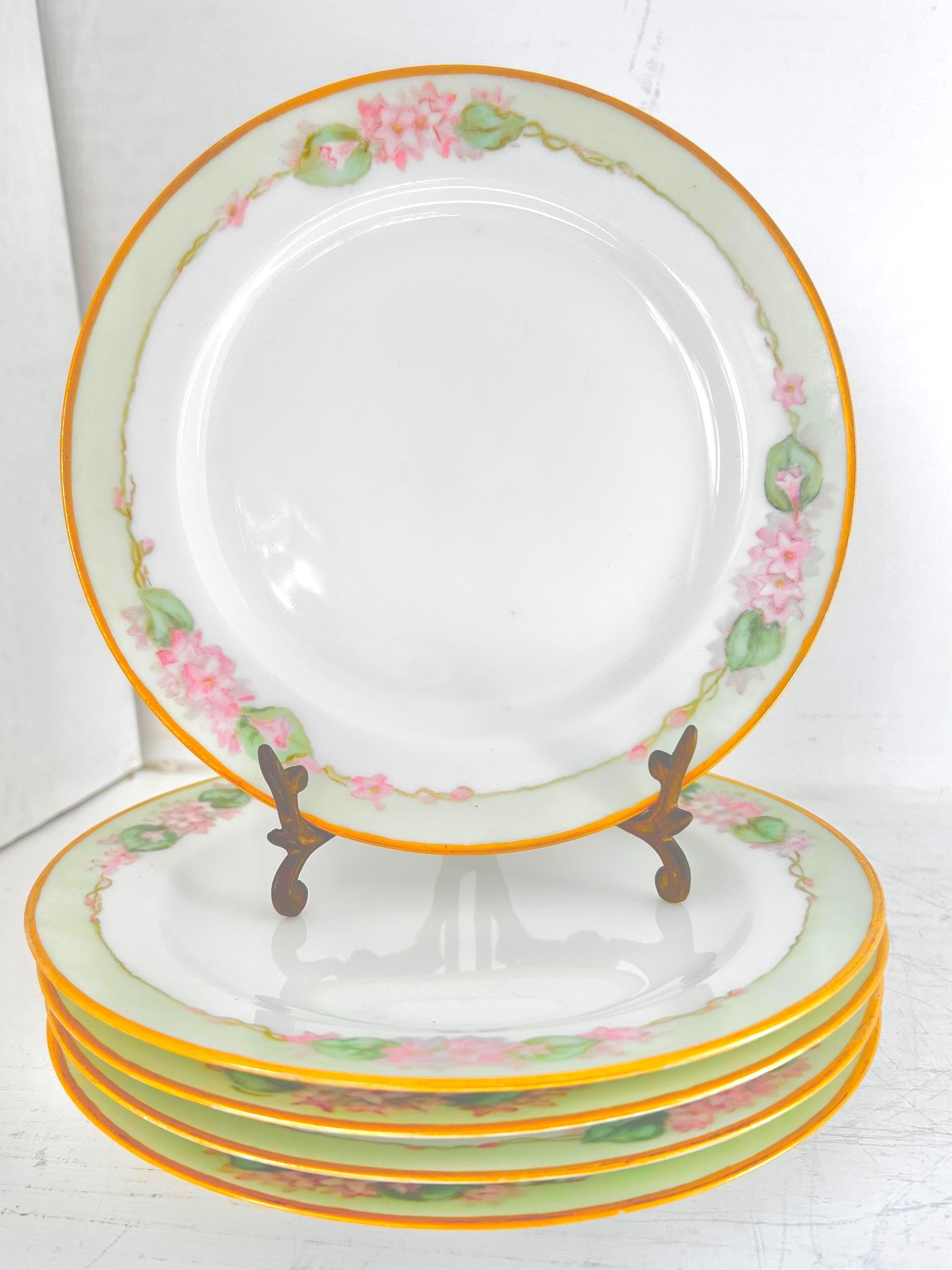 Antique Haviland Limoges Hand-painted Porcelain Plates Set of 5