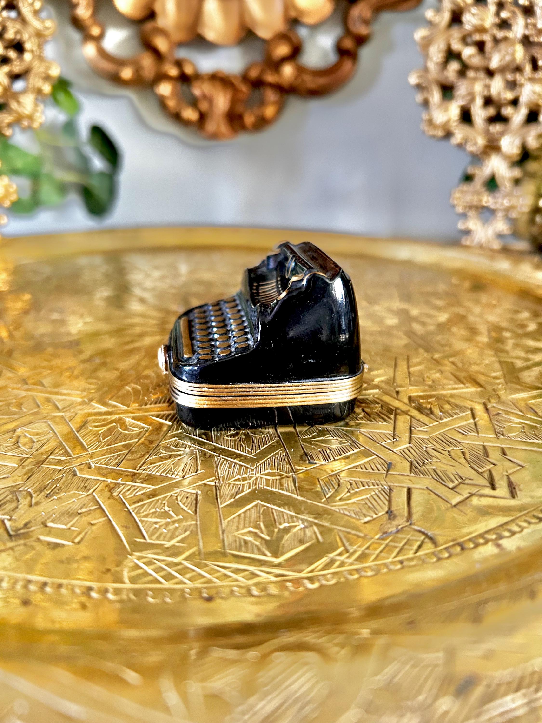 Vintage Limoges Peint Main Typewriter Porcelain Trinket Box