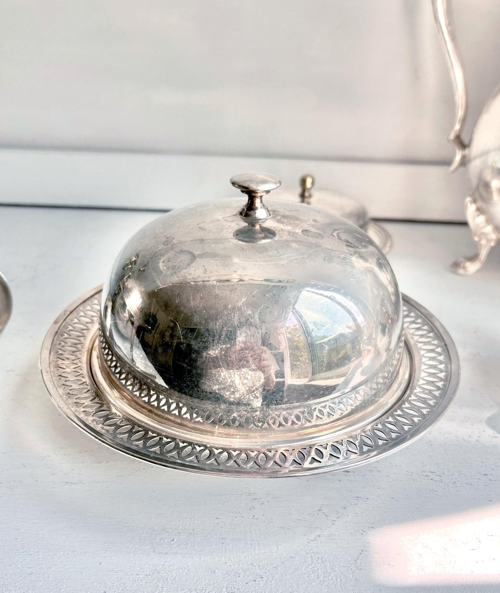 Vintage WMA Rogers Silver Plated Covered Dish: 3-Piece Condiment Server
