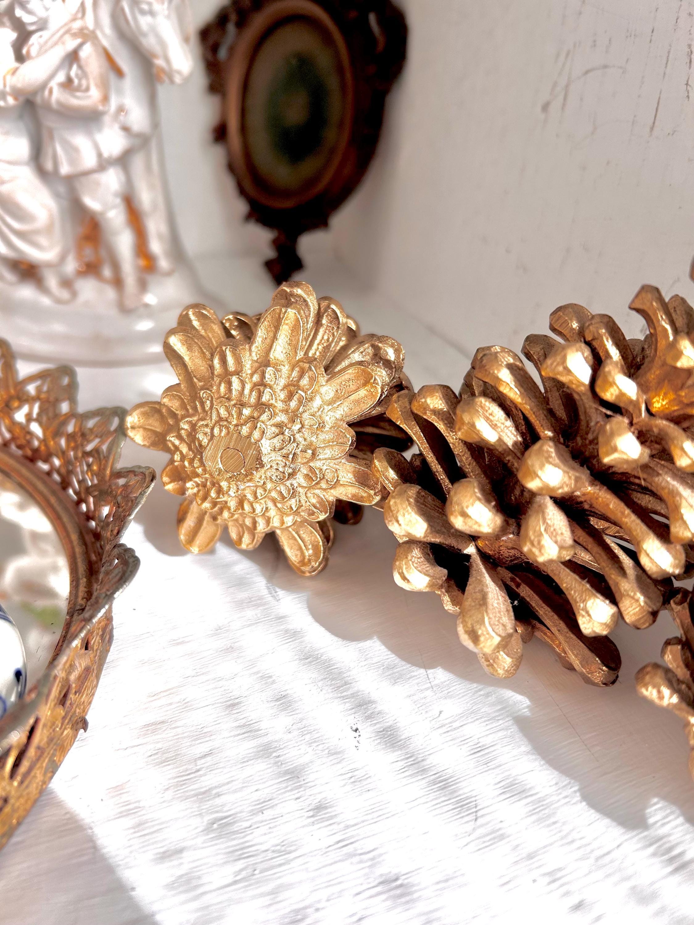 Vintage Solid Cast Brass Pinecones
