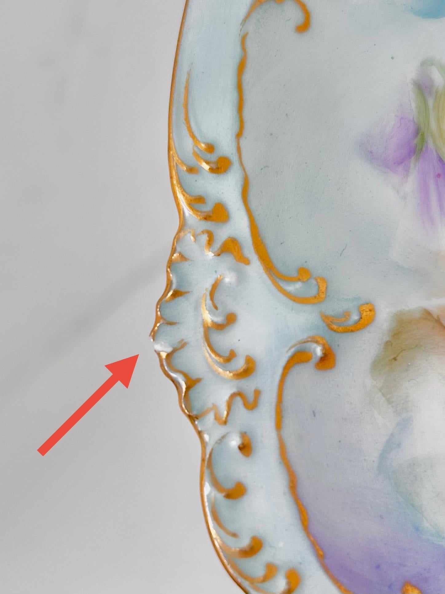 Vintage Limoges Porcelain Plate, Handpainted Violets, G.D.A.