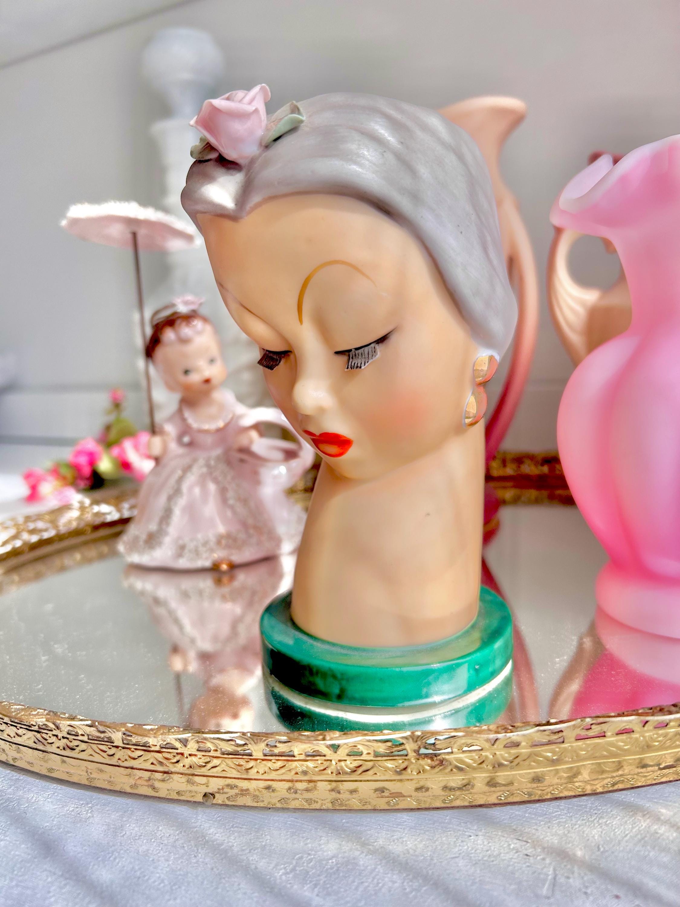 Vintage Ucagco Head Vase: Handpainted Ceramic Lady with Turban