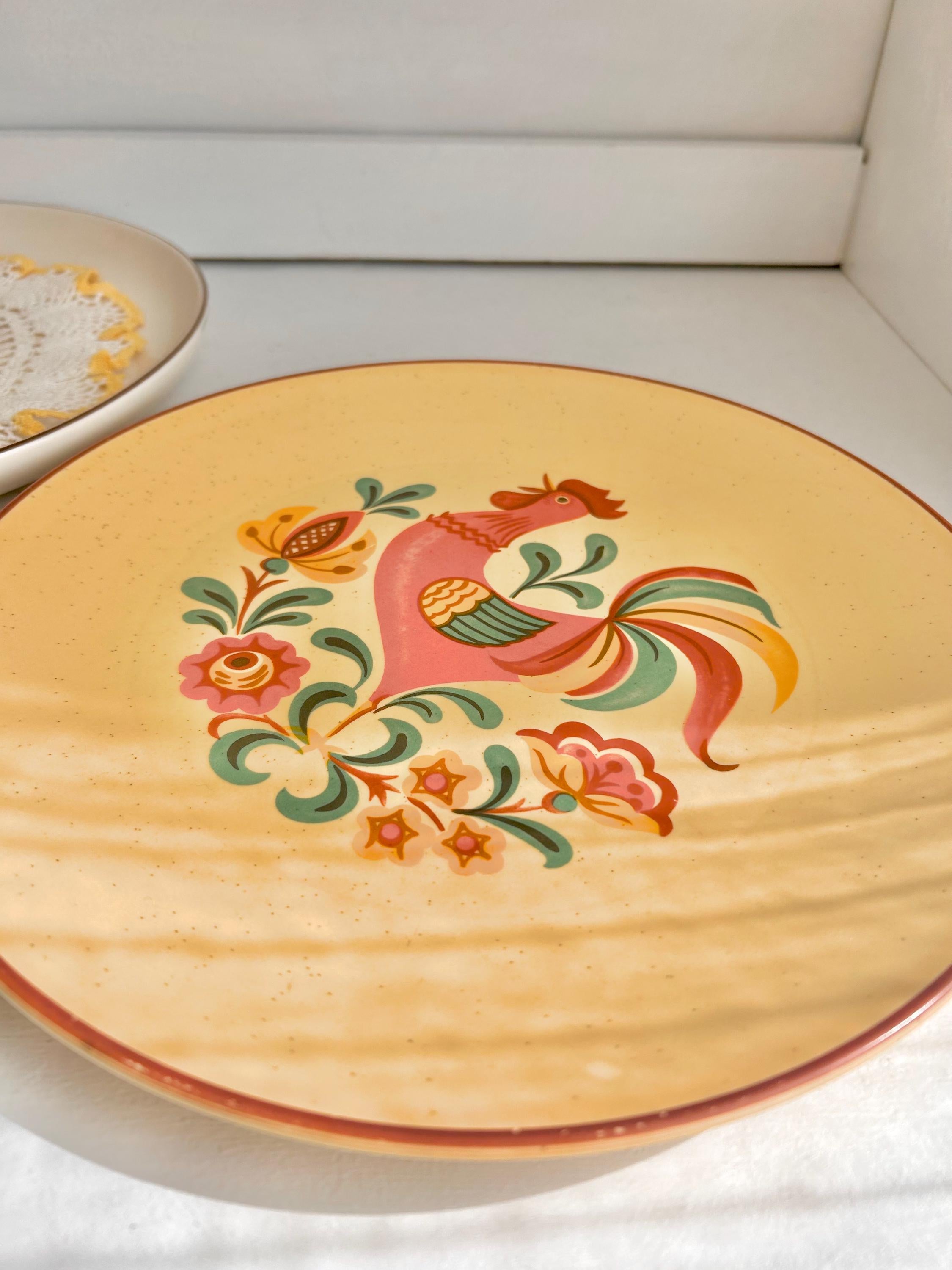 Vintage Taylor Smith & Taylor Rooster Plate: Cottage Farm Reveille Earthenware