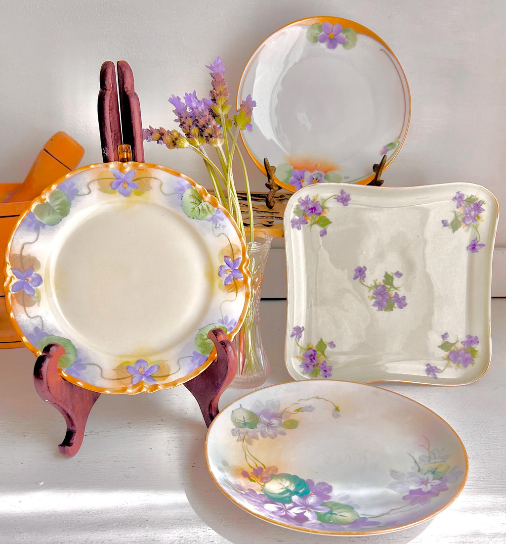 Vintage Porcelain Bread Plate: Hand-Painted Violets - Choose Your Maker