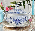 Meissen Porcelain Blue Onion Tureen - Blue Sword Backstamp Scroll Finial Lid - Newer production