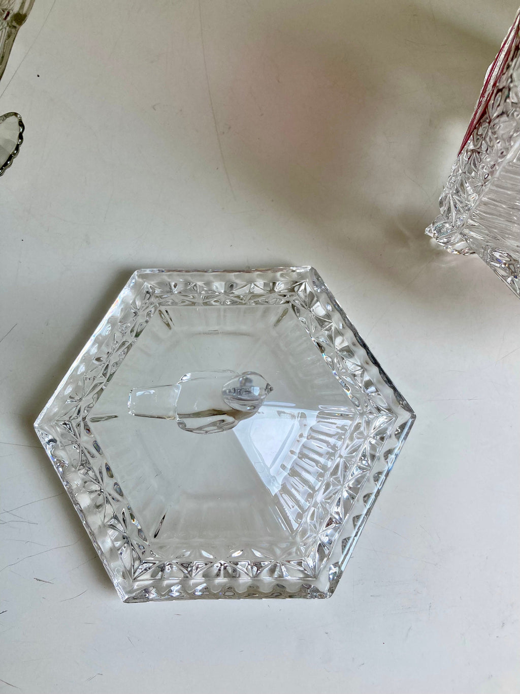 Hofbauer Red Flashed Byrde Crystal Collection Lidded Candy Dish with Bird Feet and Handle