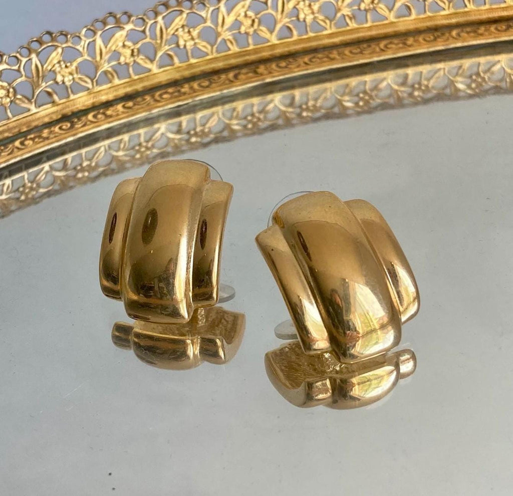 Vintage NAPIER Gold Tone Earrings: 1980s Bold Glamour