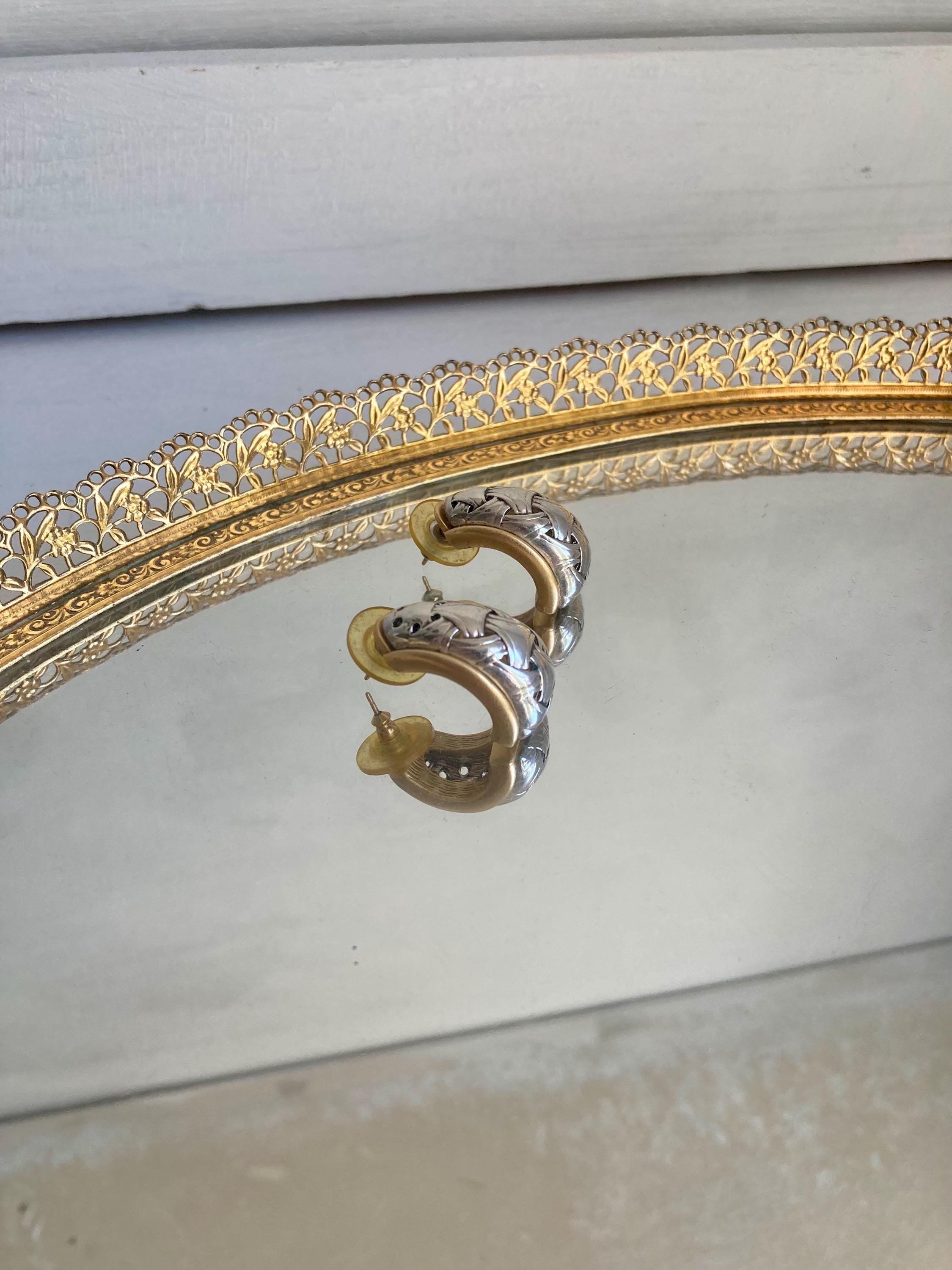 Vintage 1980s Two-Tone Half Hoop Earrings: Gold & Silver