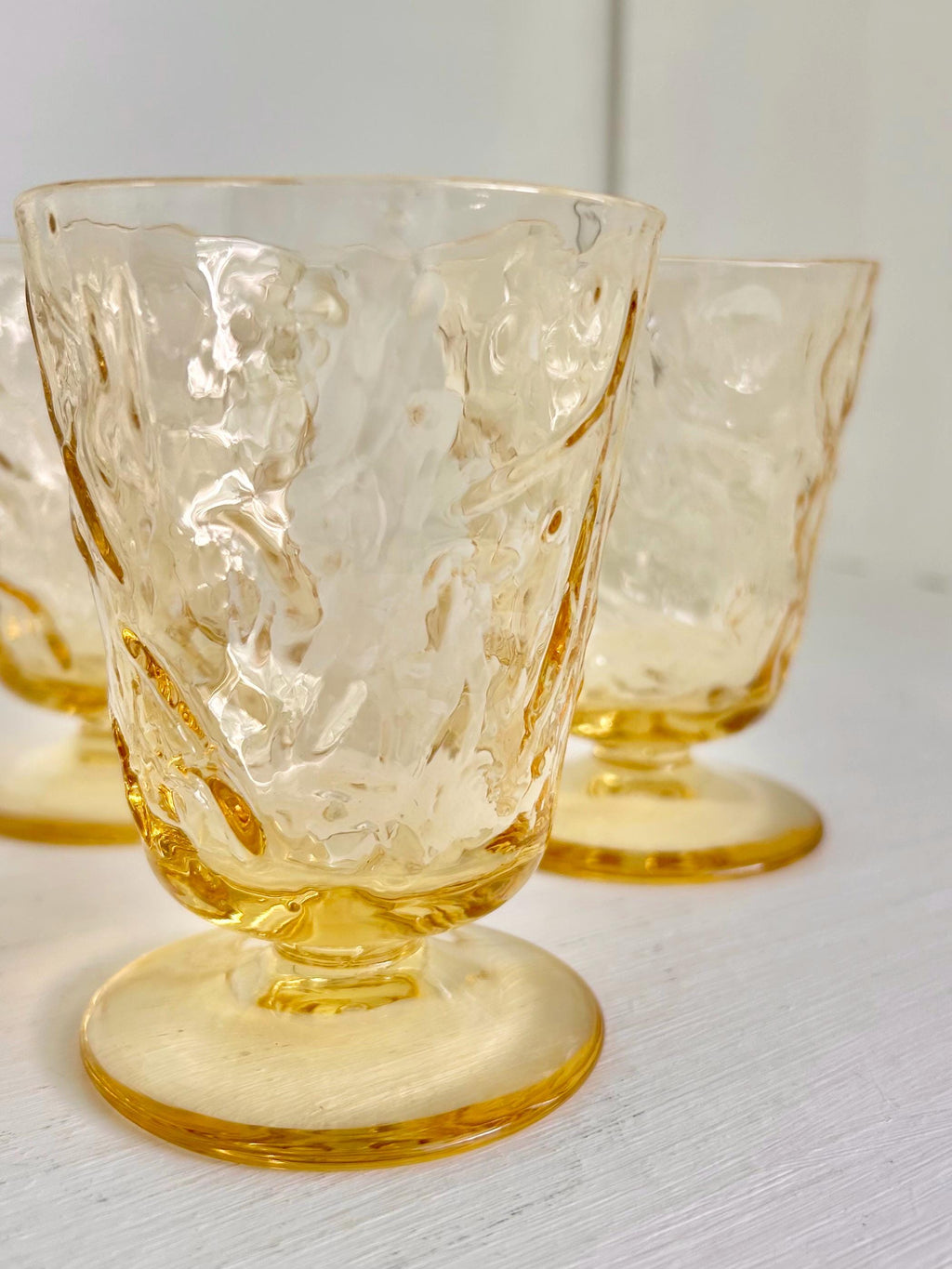 Vintage Bryce El Rancho Gold Textured Juice Glasses - Mid Century Set of 4