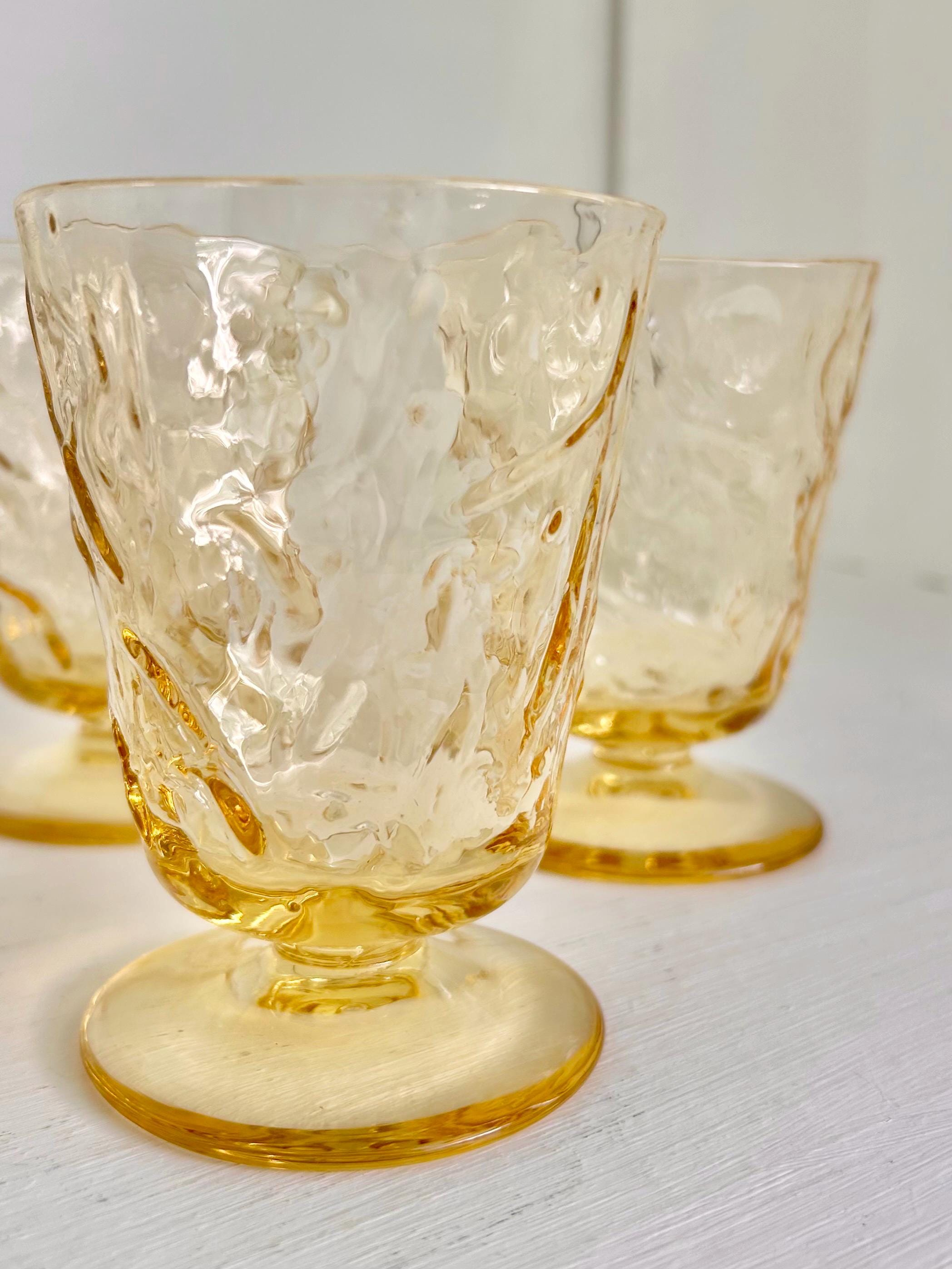 Vintage Bryce El Rancho Gold Textured Juice Glasses - Mid Century Set of 4
