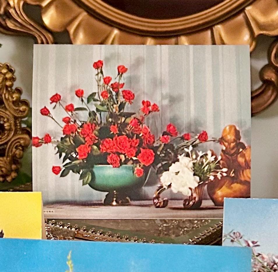 MCM 1950s Floral Blank Notecards, Litho USA, Printed in Milwaukee, Set of Eight