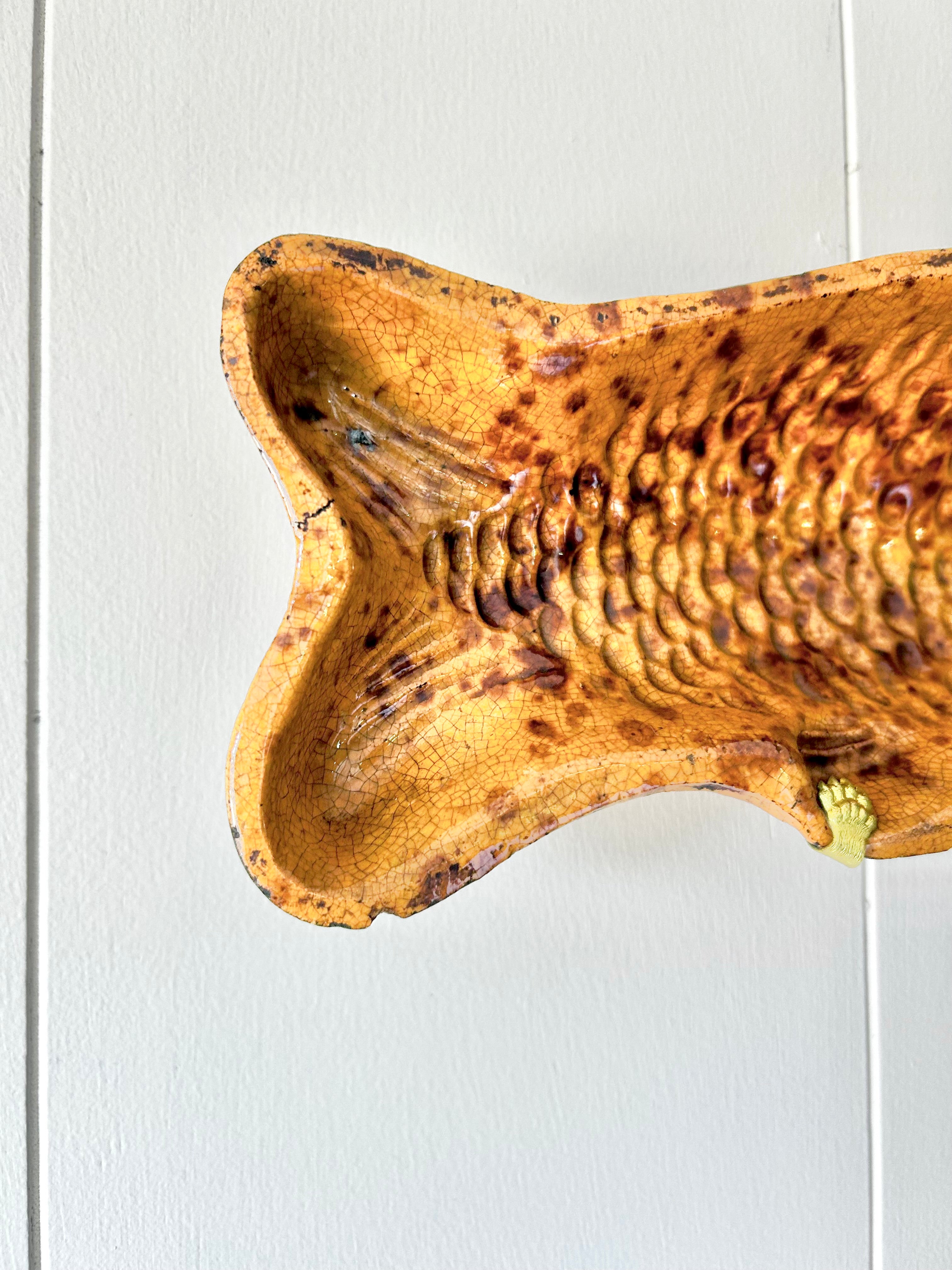 Antique Ceramic Footed Fish Mold