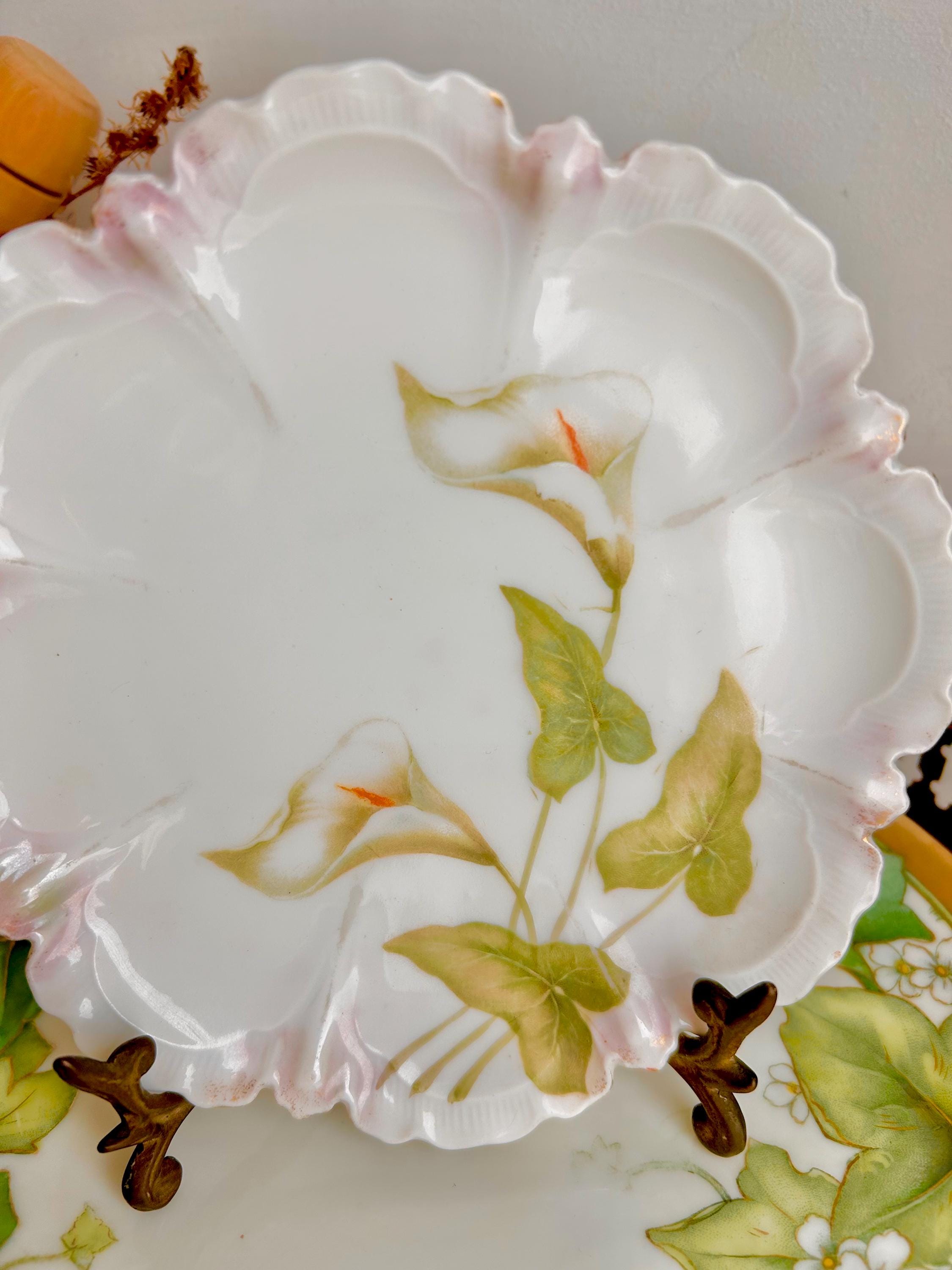 Vintage Reinhold Schlegelmilch Porcelain Bread Plate: Calla Lily Pattern, Germany