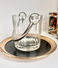 Vintage Paneled Glass Ice Bucket: Stainless Steel Handle Cocktail Serving Pail