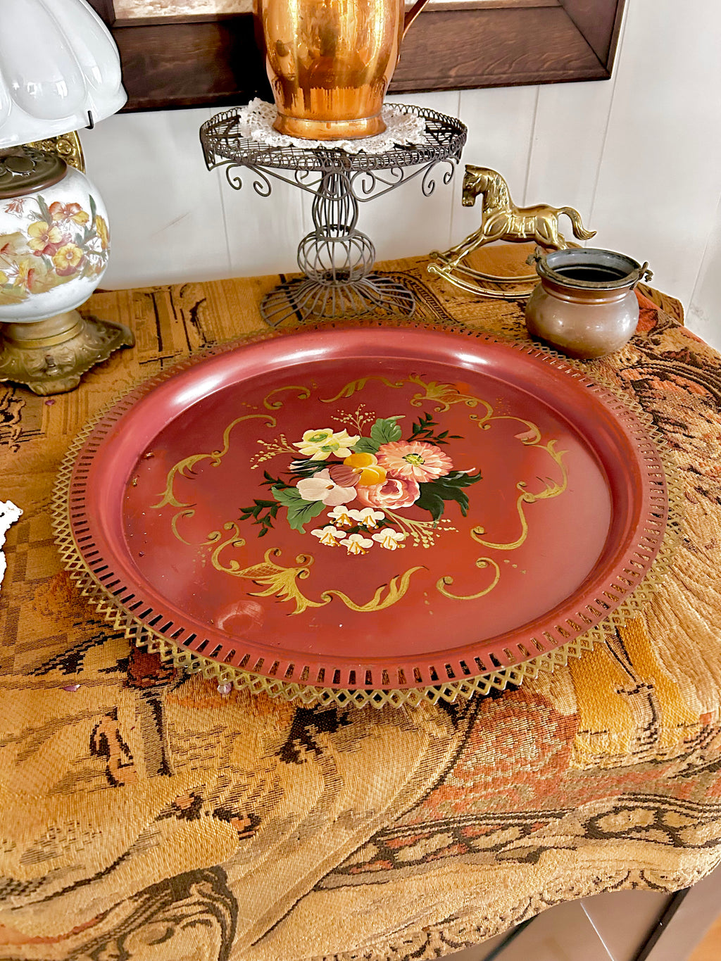 Vintage Large Handpainted Tole Tray