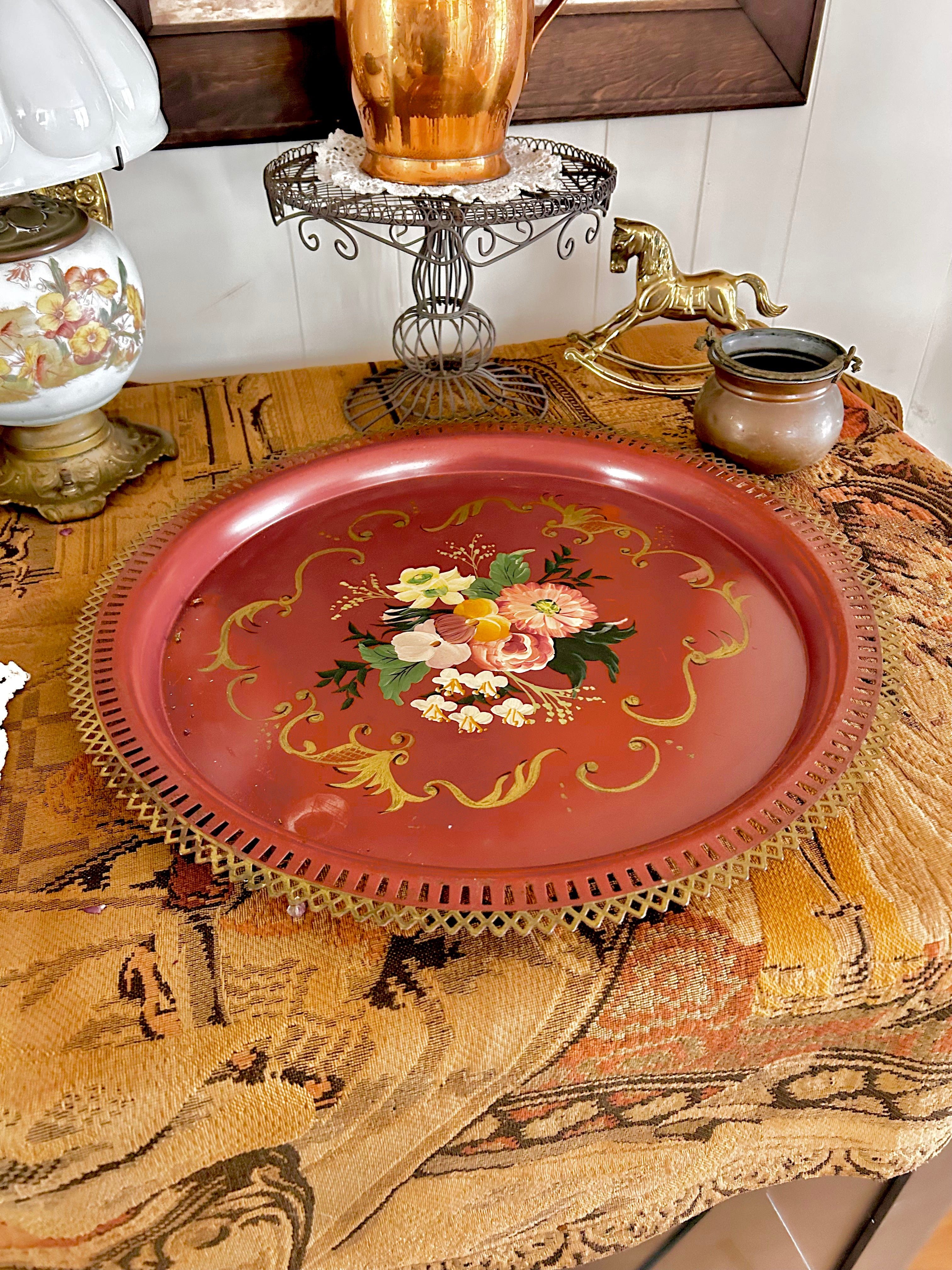 Vintage Large Handpainted Tole Tray