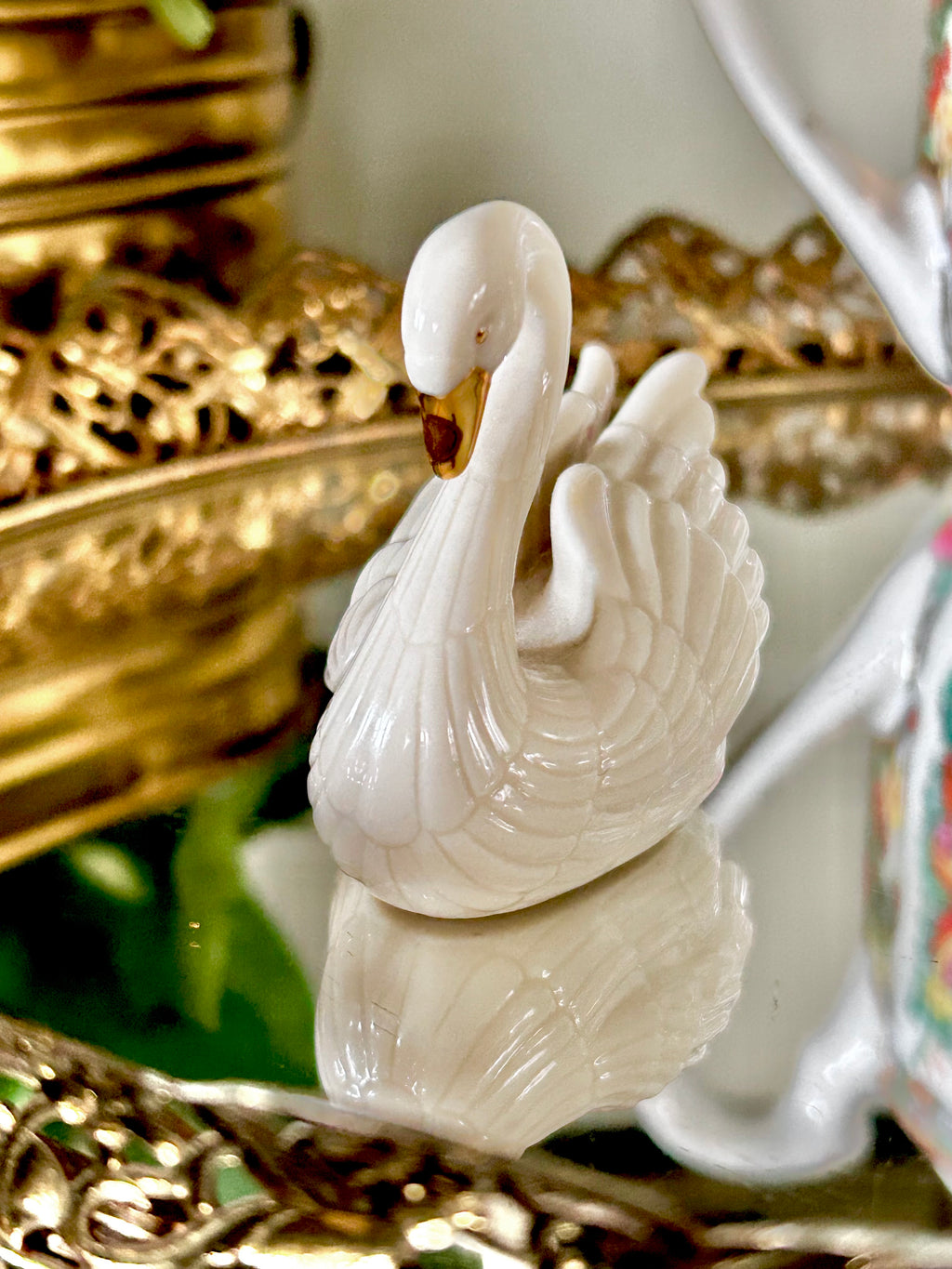 Vintage Lenox Swan Placecard Holder 24k Gold Trim