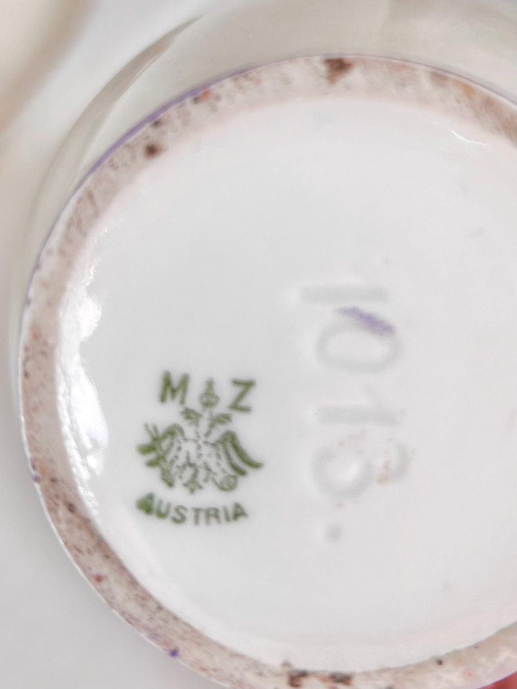 Antique Austrian Porcelain Vase with Handpainted Gold and Violets