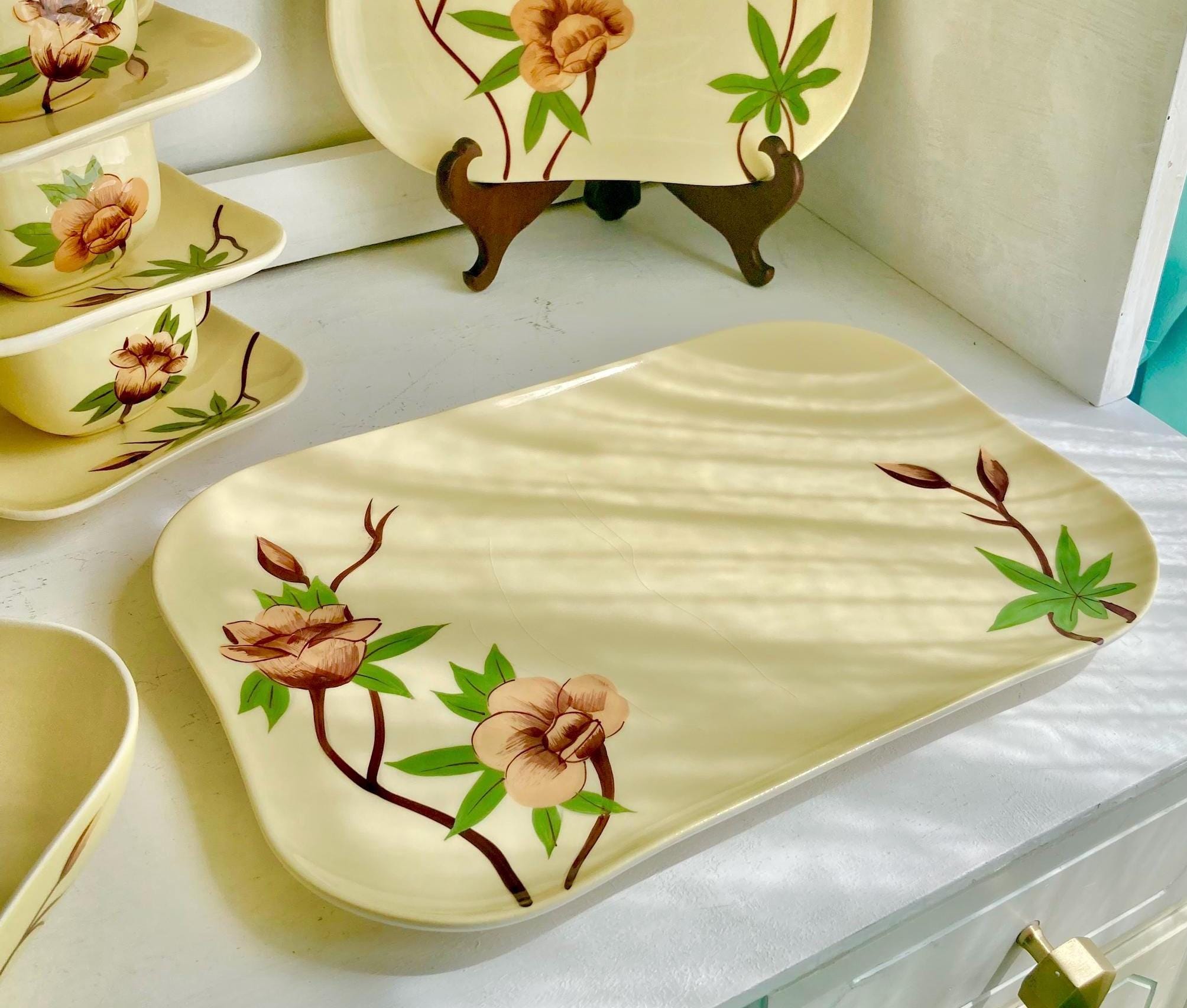 Vintage Weil Ware Ceramic Dining Pieces: Yellow Rose Pattern