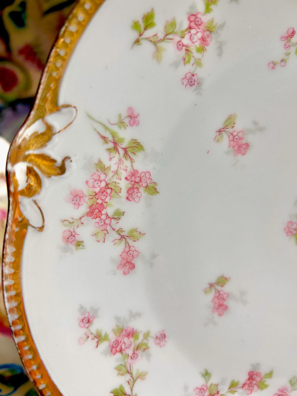 Vintage Blenheim China Plate: Pink Blossom Pattern, Gold Trim