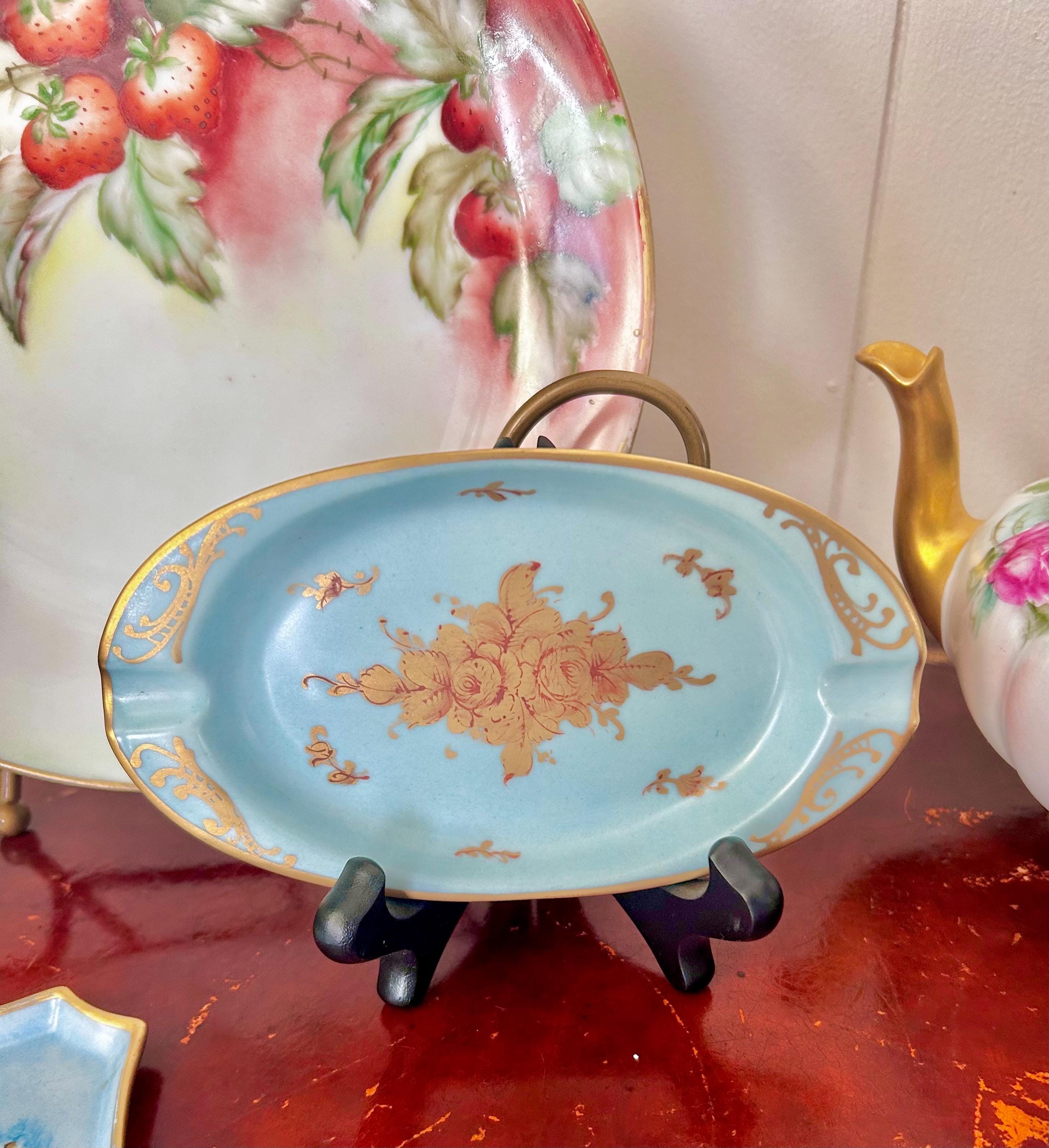 Small Blue Porcelain Dishes Hand-painted Limoges France