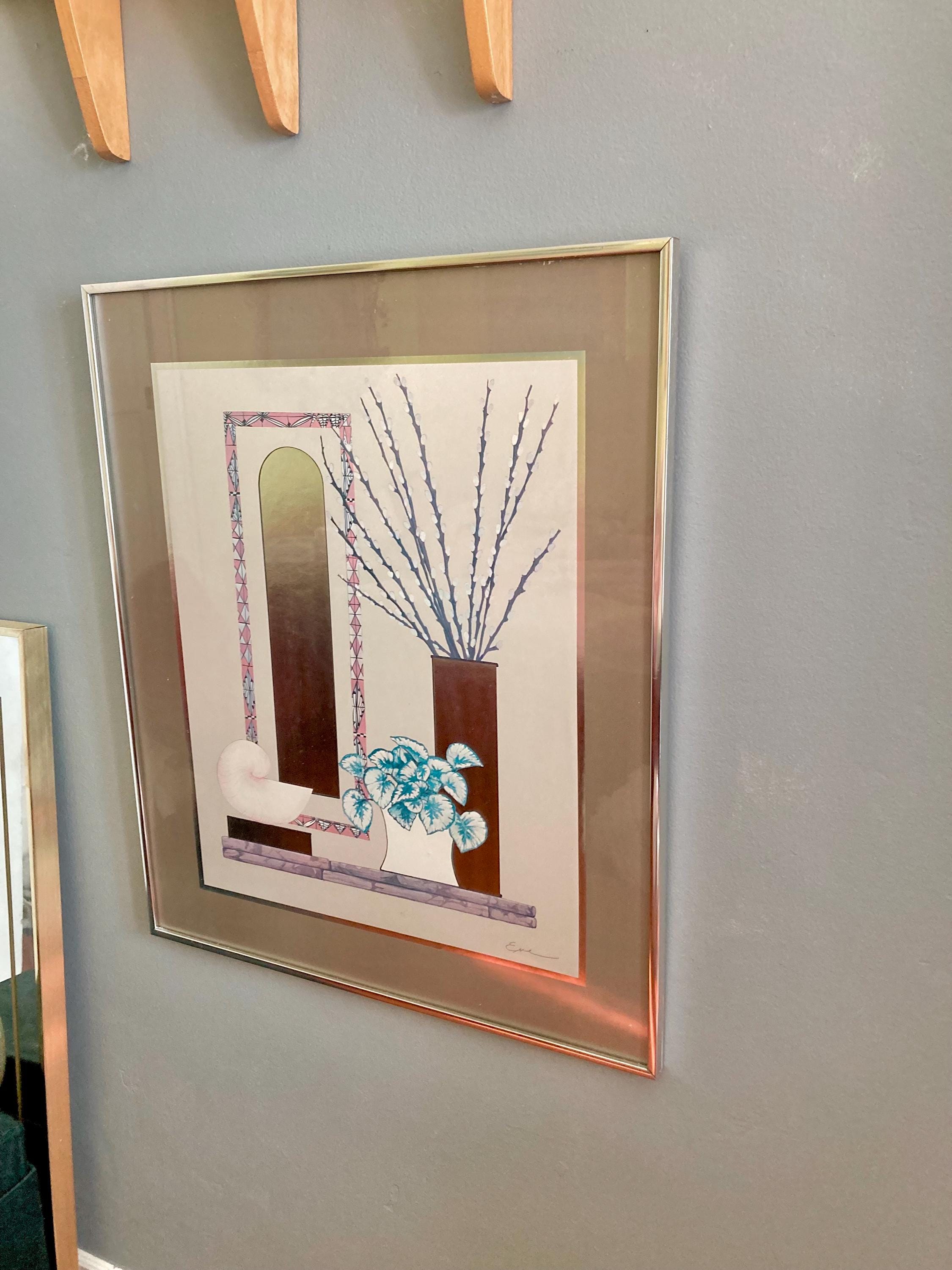 Vintage 1980s Framed Art: Deco Revival Still Life Print