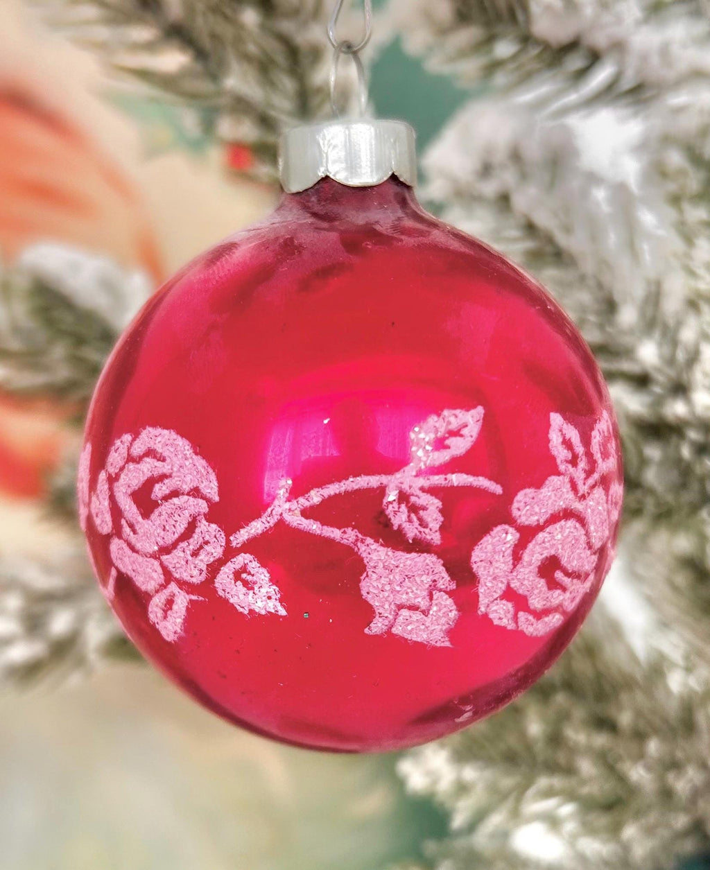 Vintage Christmas Bulb Ornaments by GOBY: Stenciled Pinks