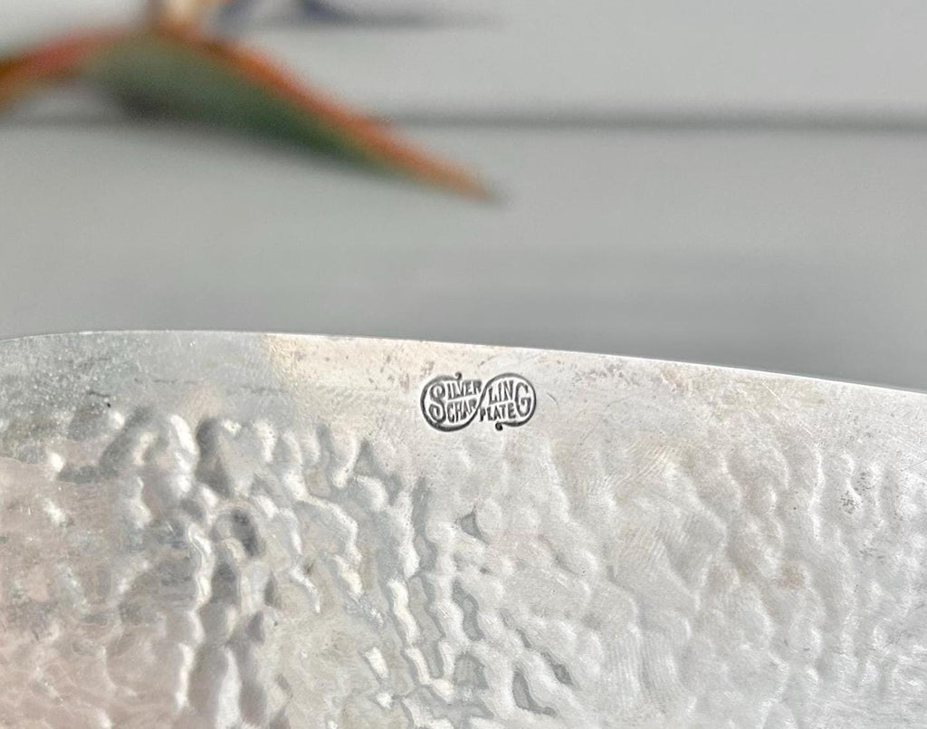 Vintage Silver-Plated Meat Platter – Hand Hammered Tree of Life Serving Tray