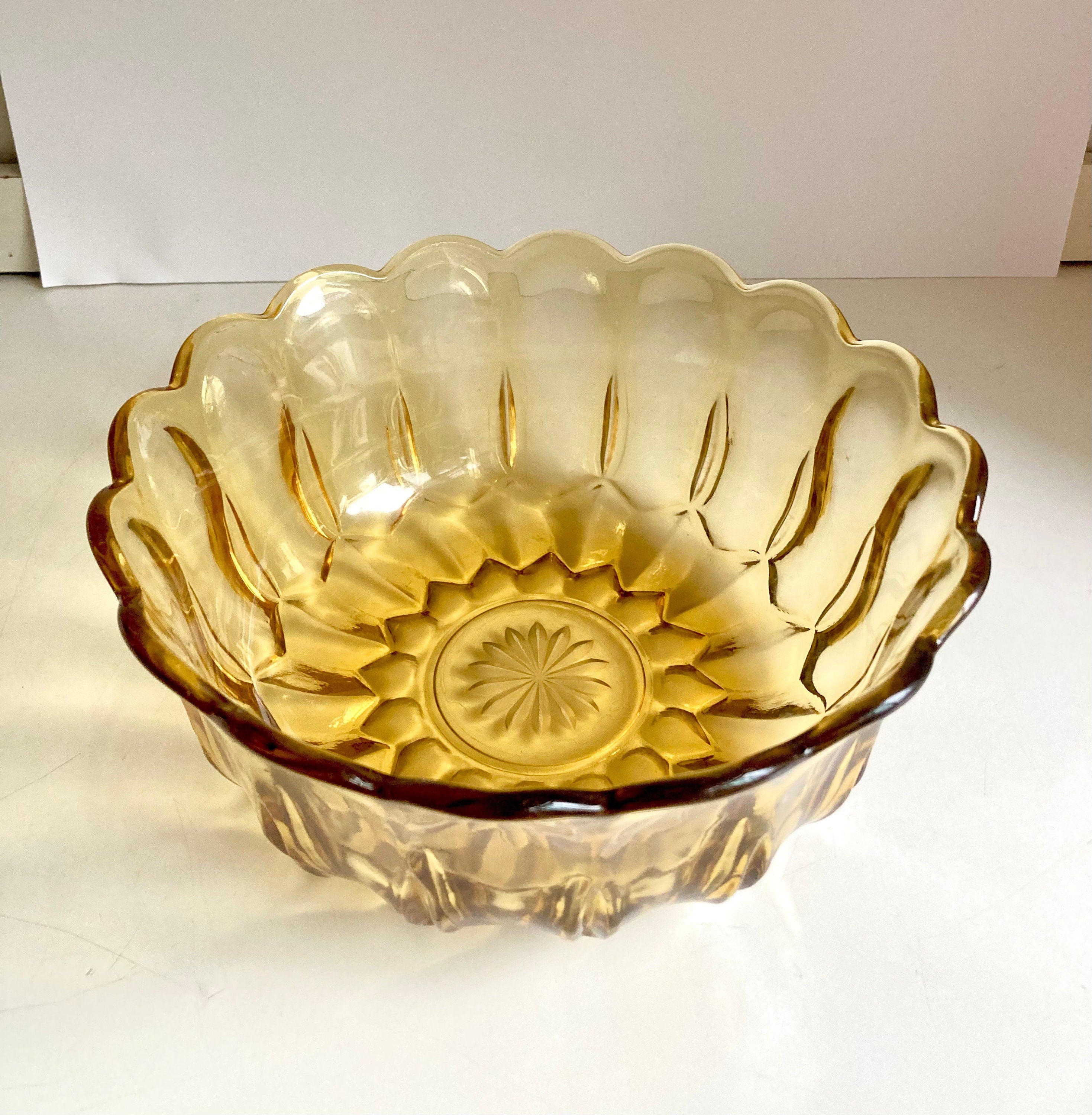 Vintage Anchor Hocking Amber Glass Bowl: 1970s Fairfield Design
