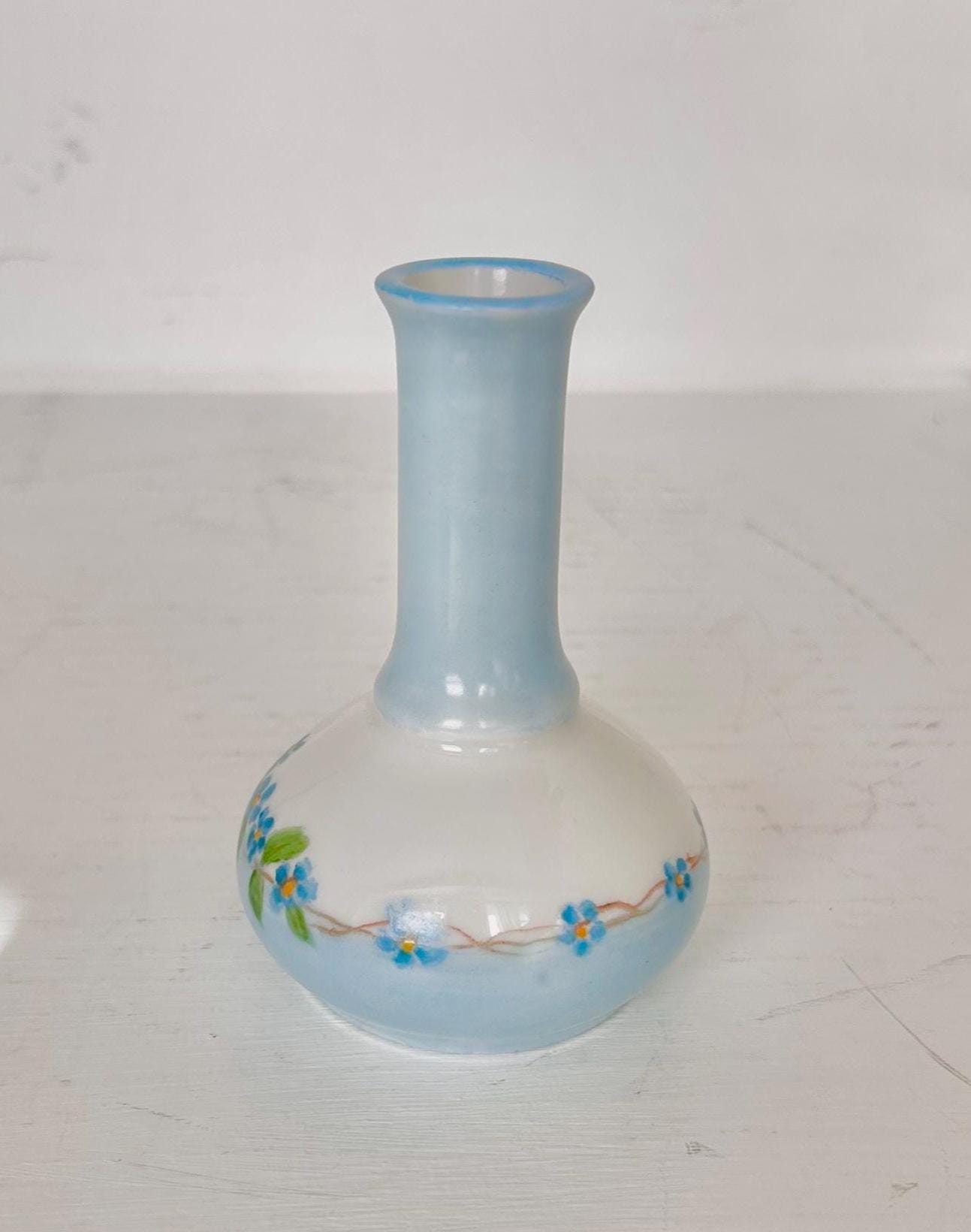 Antique Bud Vase with Handpainted Blue Forget-me-nots by Oscar & Edgar Gutherz, Austria
