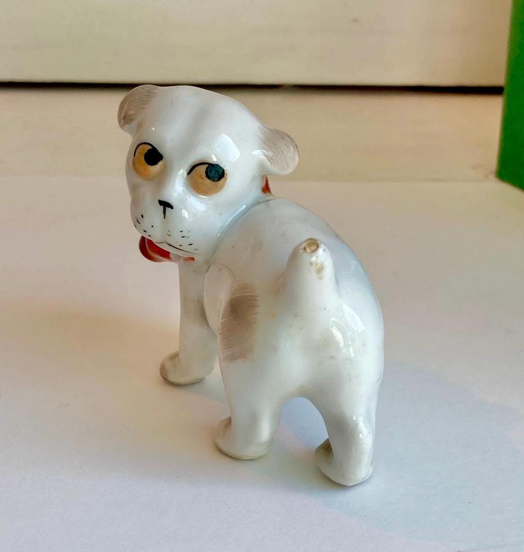 Vintage Bonzo Dog Figurine: Hand-Painted Porcelain, Pfeffer Gothe Germany, 1930s