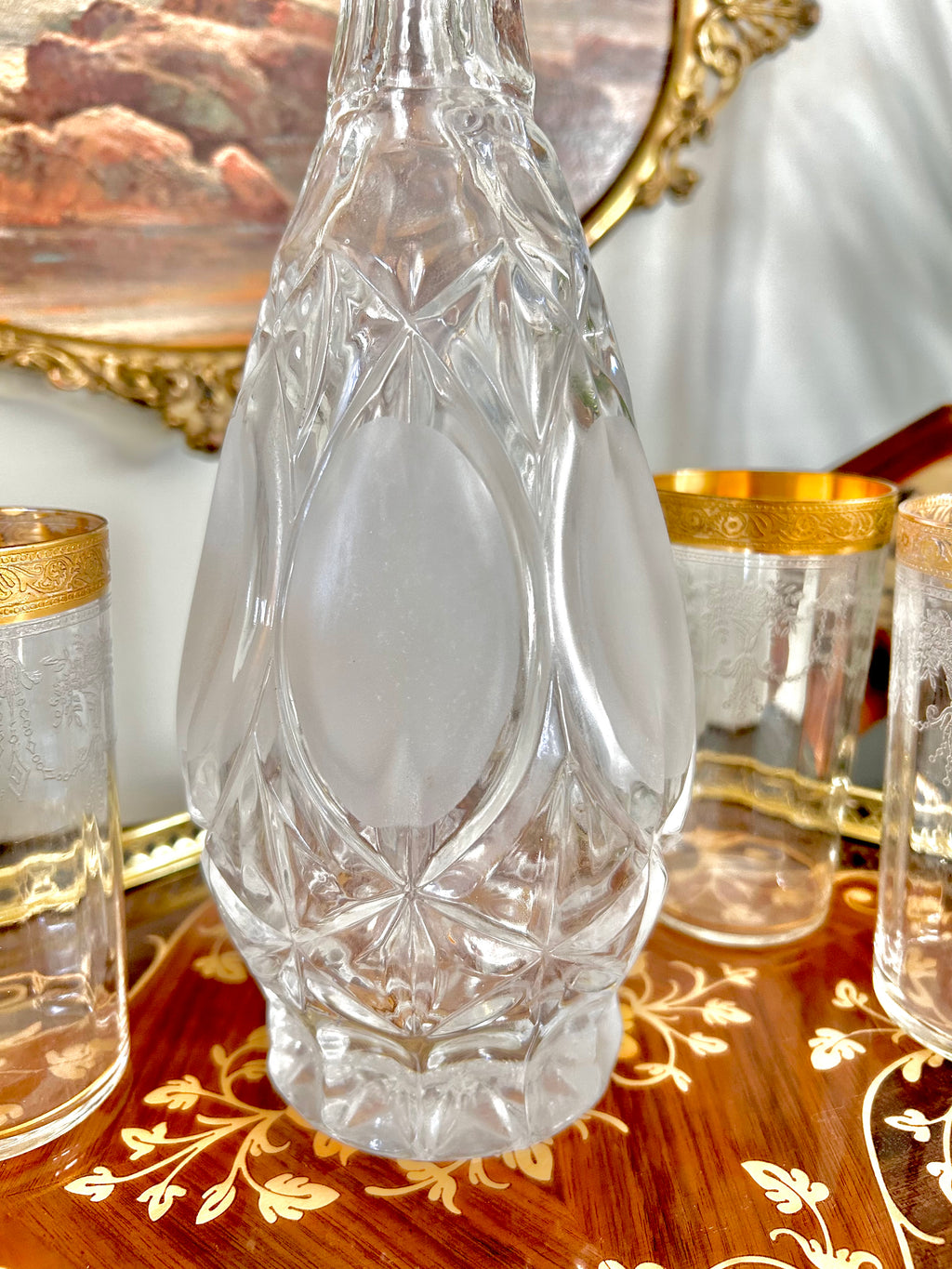Vintage Cut Crystal Glass Decanter