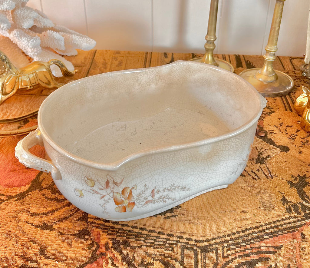 Antique Johnson Bros England Semi Porcelain Stained Ironstone Large Casserole Dish