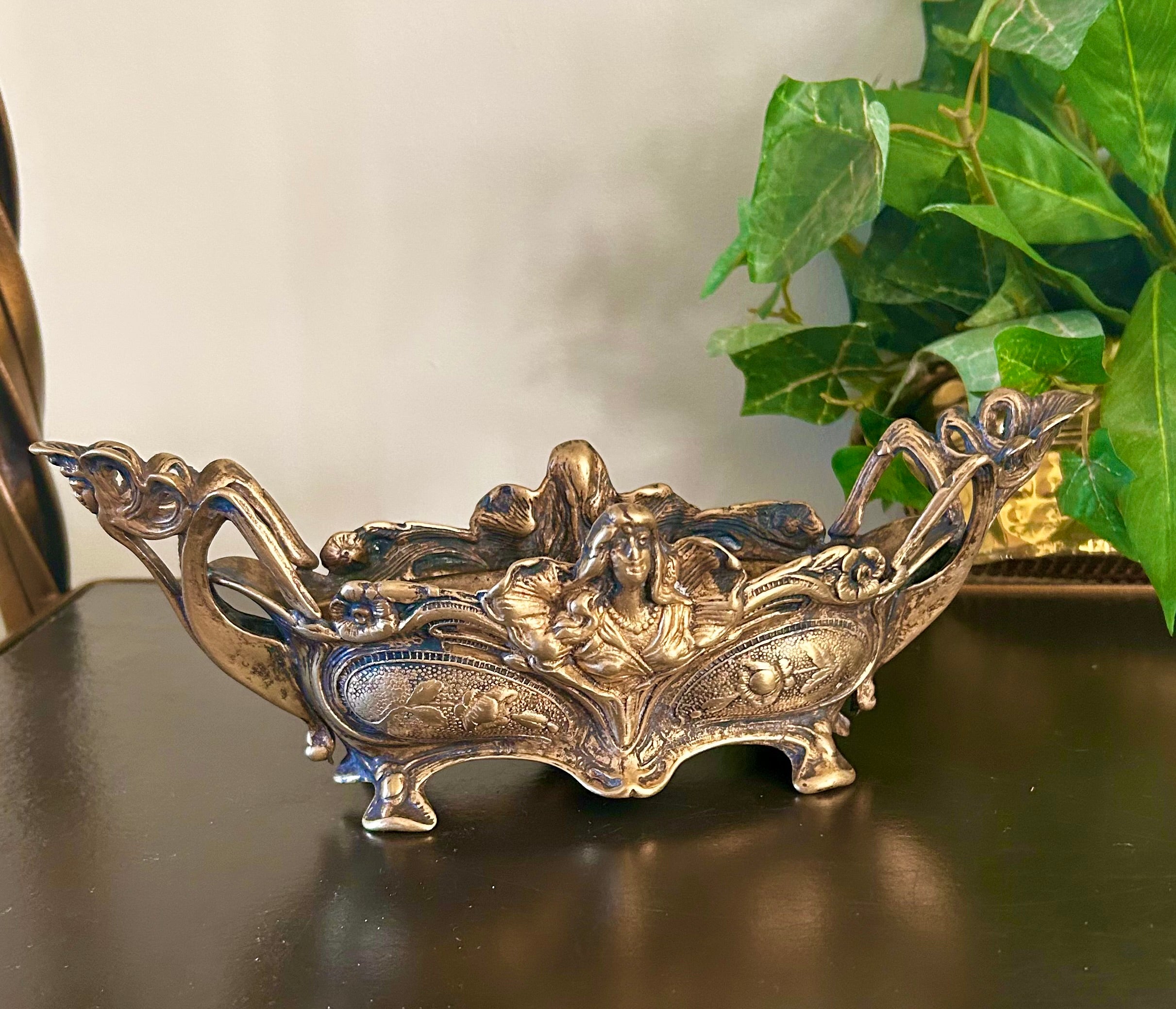 Antique Art Nouveau Brass Jardinier