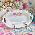 Vintage Floral Porcelain Dish: Germany Gold Trim Small Bowl