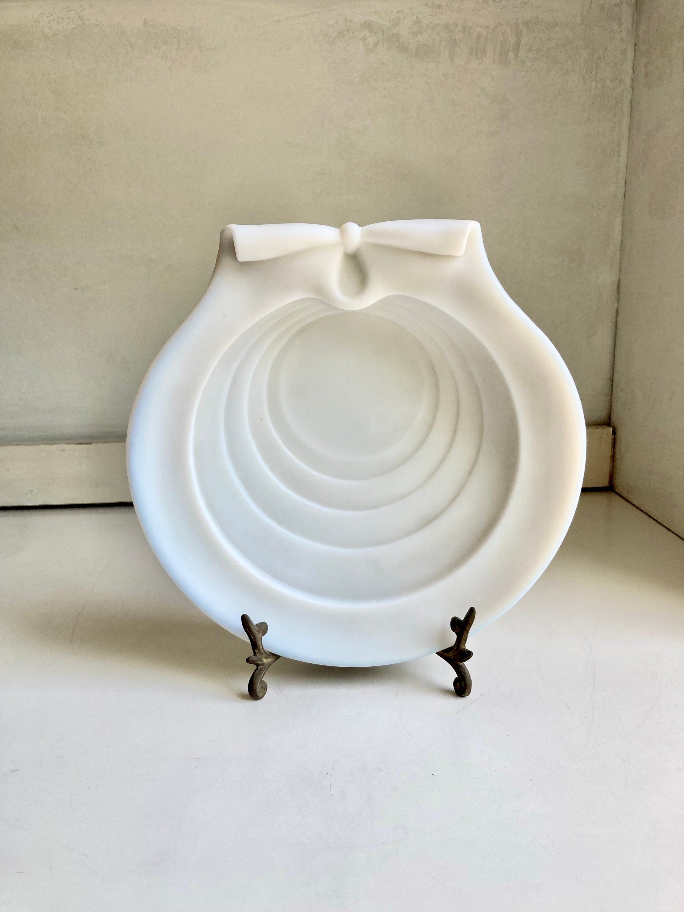 Antique French Opaline Glass Welled Seashell Dish