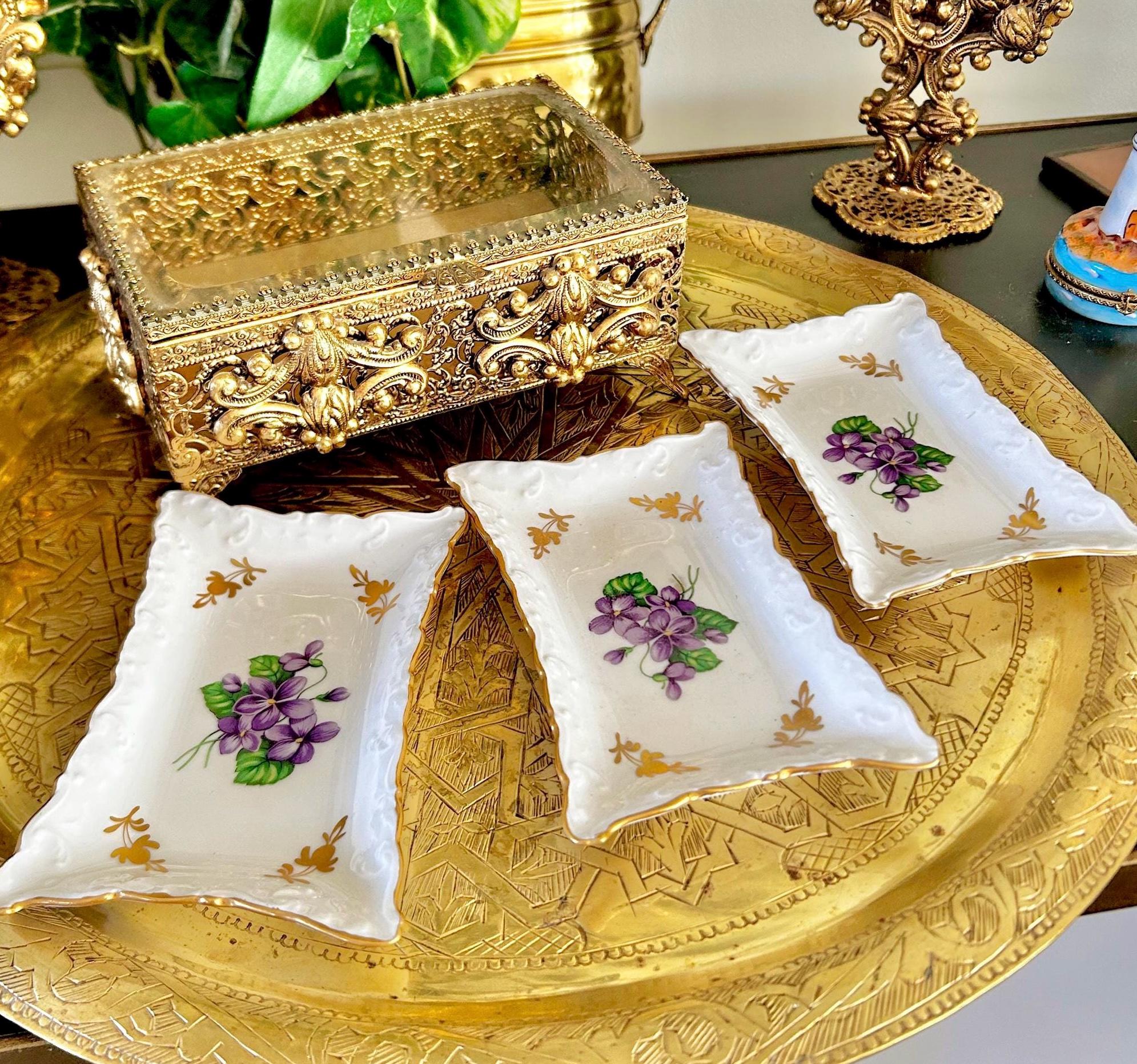 Royal Crown Bone China Woodland Violets Trinket Dishes