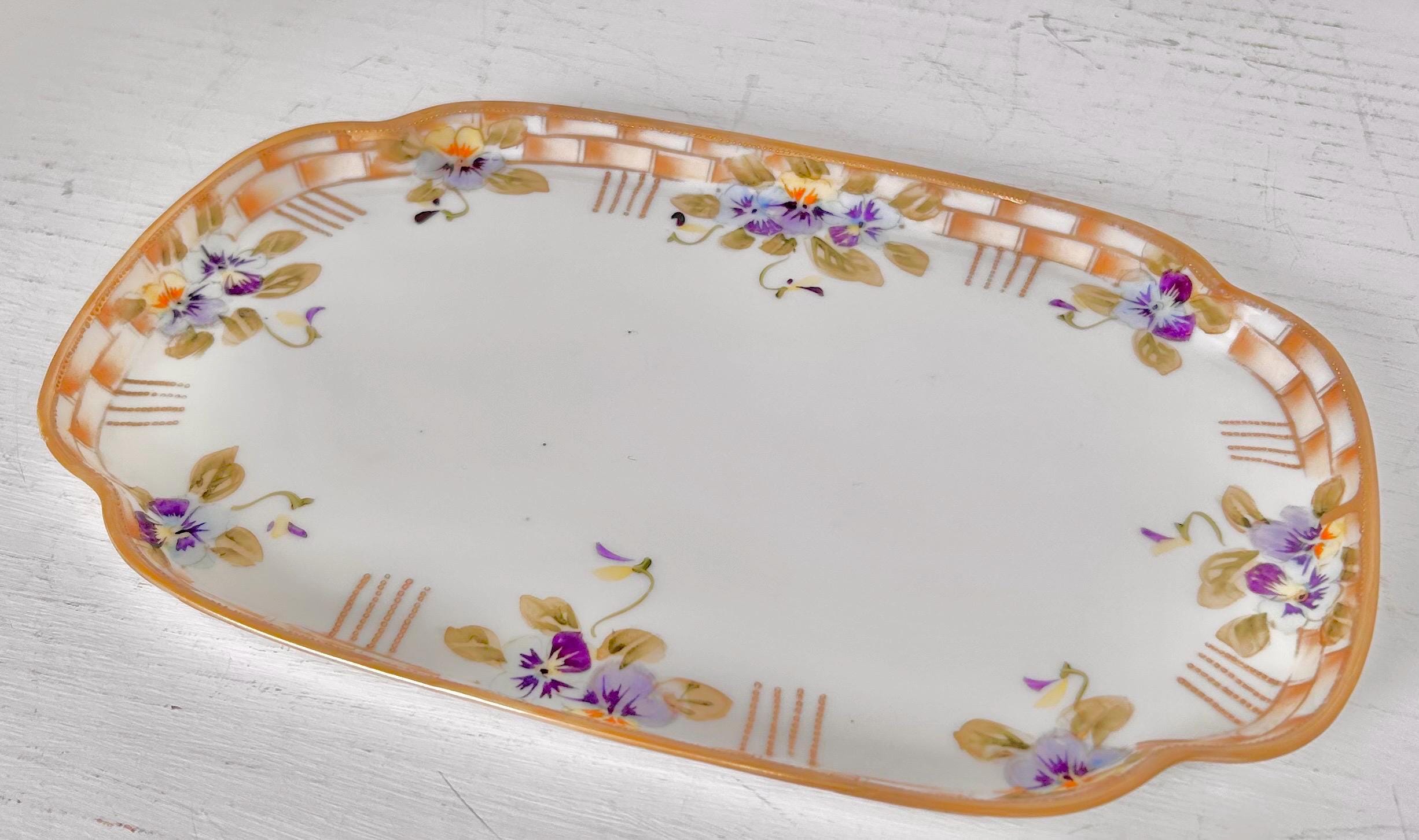 Vintage Noritake Porcelain Small Tray with Handpainted Violets