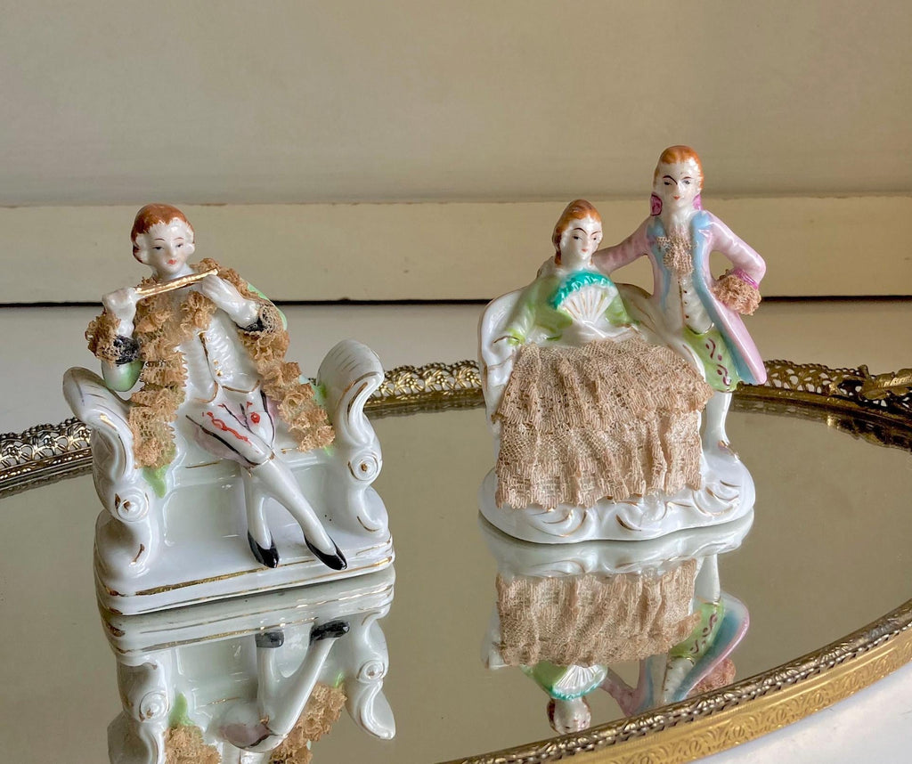 Vintage Victorian Dresden Lace Style Porcelain Figurines Royal Japan: Choose from 2