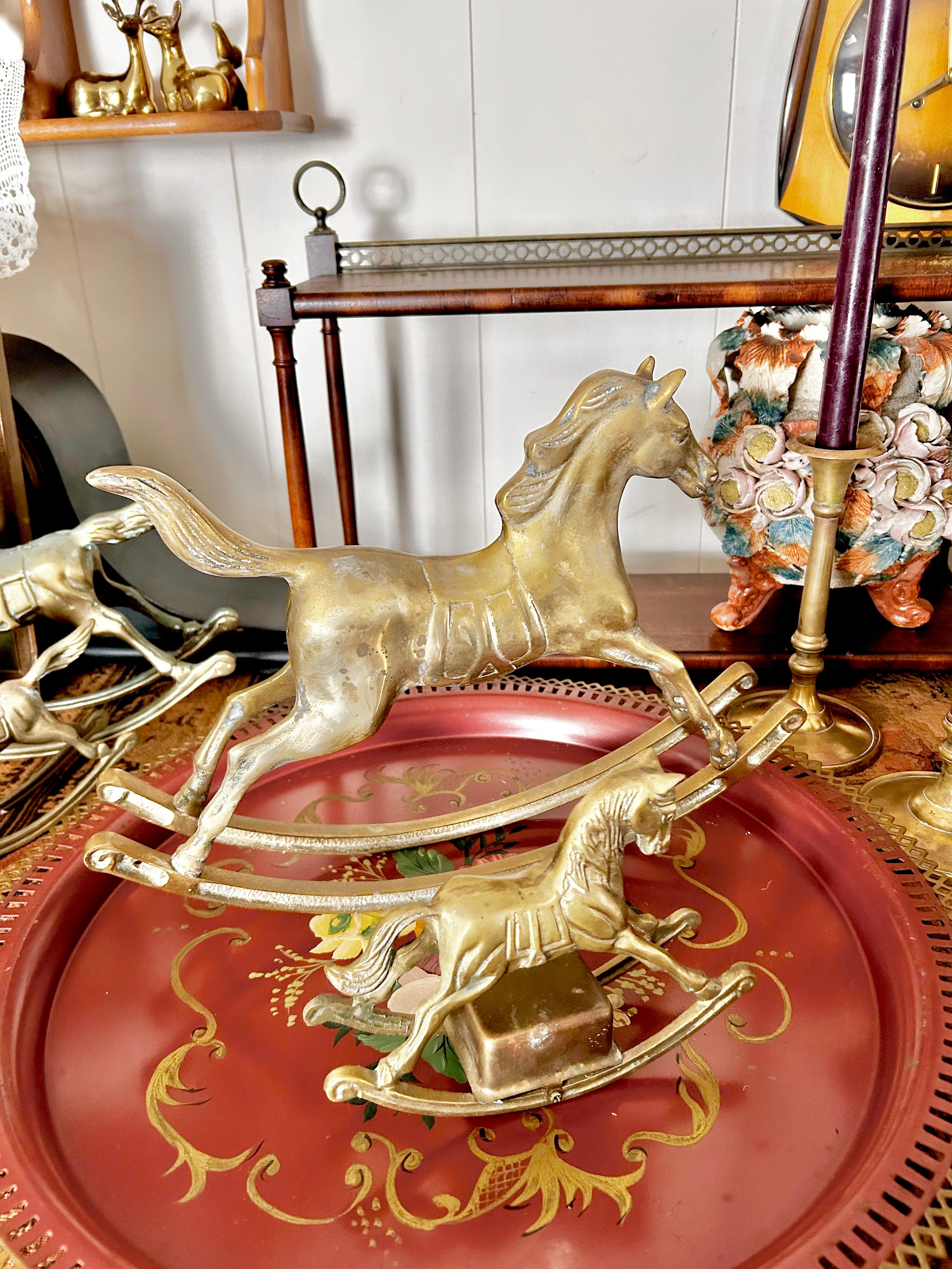 Vintage Solid Brass Rocking Horses